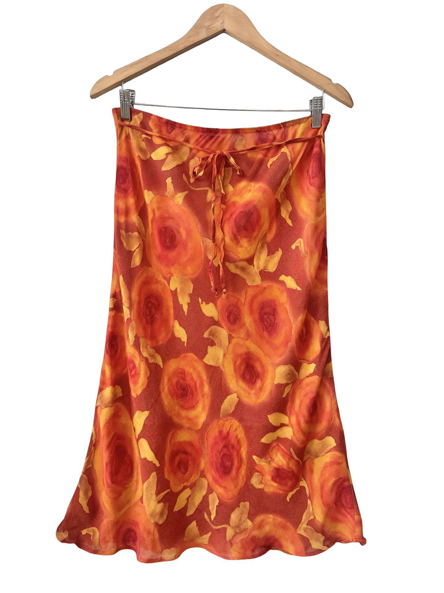 Vintage 90s Sunset Rose Slip Tie Skirt (S-M)