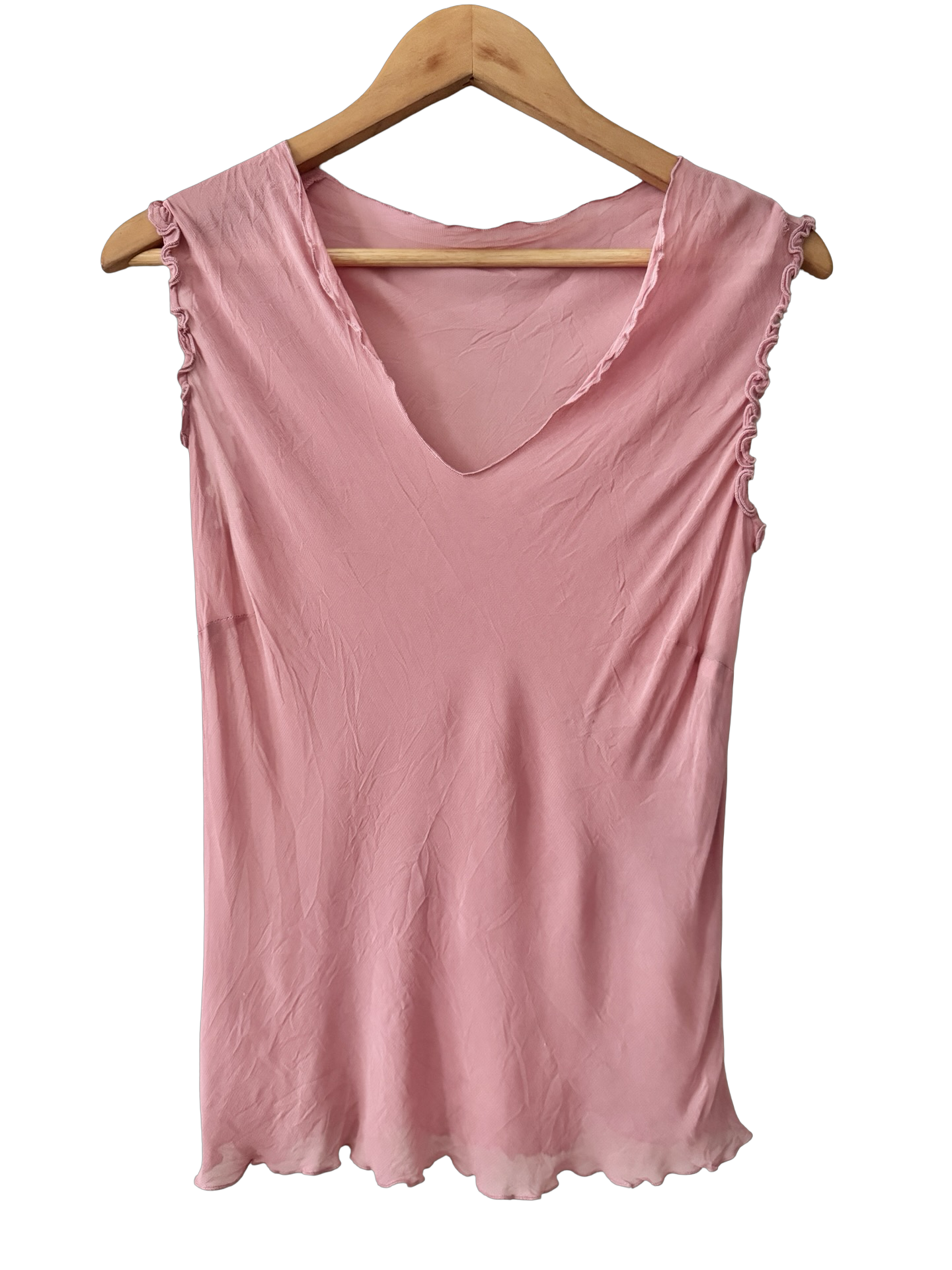 Vintage Y2K Rose Petal Lettuce Hem Tank (M)