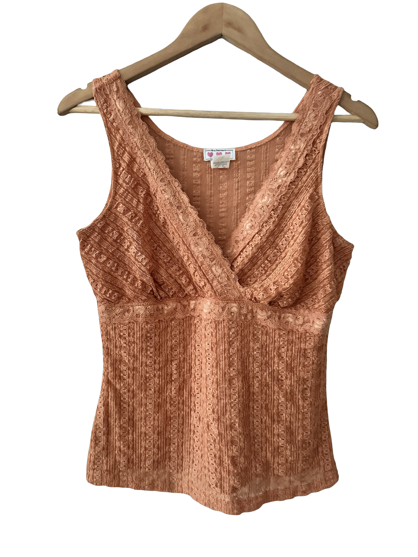 Vintage Y2K Terracotta Lace Tank (L)