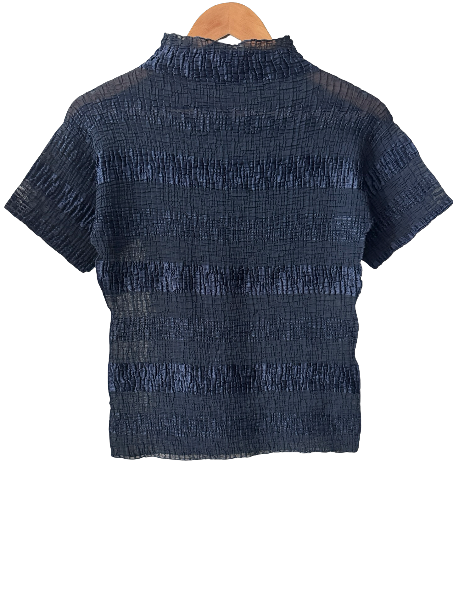 Vintage Y2K Midnight Crinkle Mock Neck Top (M)