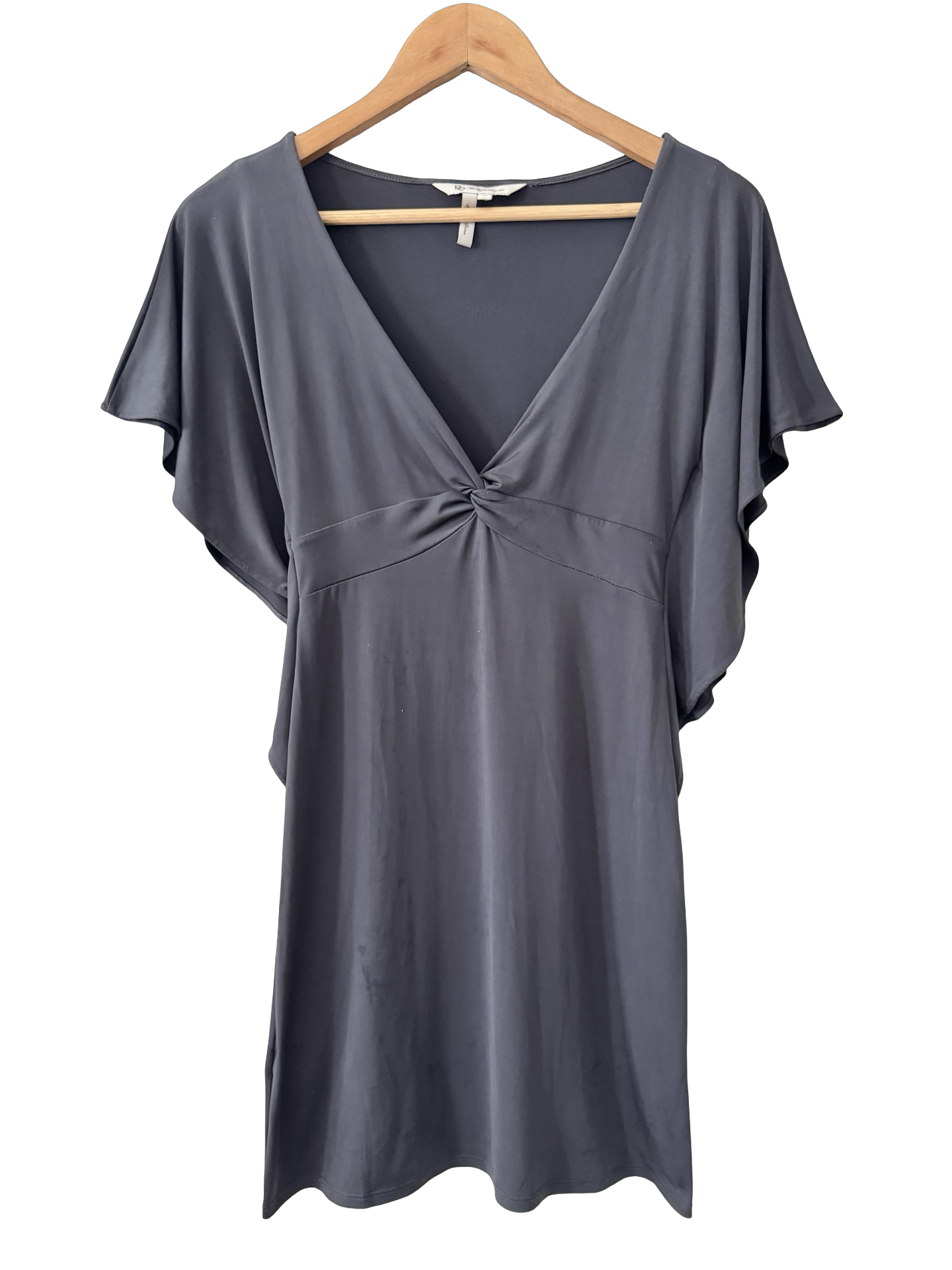 Vintage Y2K Slate Twist Flutter Sleeve Dress (S)