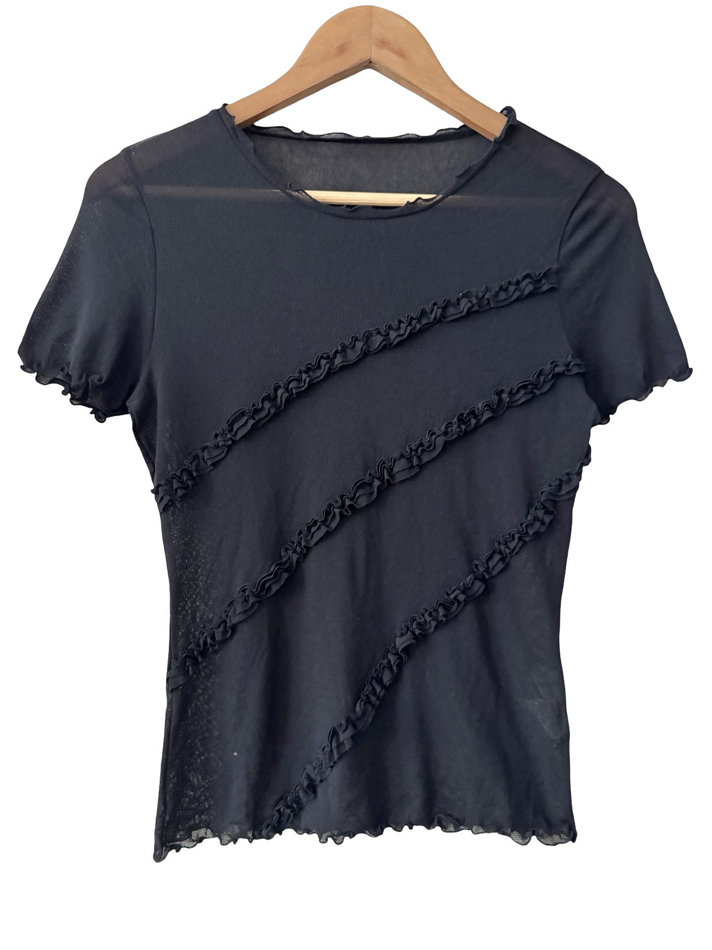 Vintage Y2K Sheer Lettuce Edge Top (M)