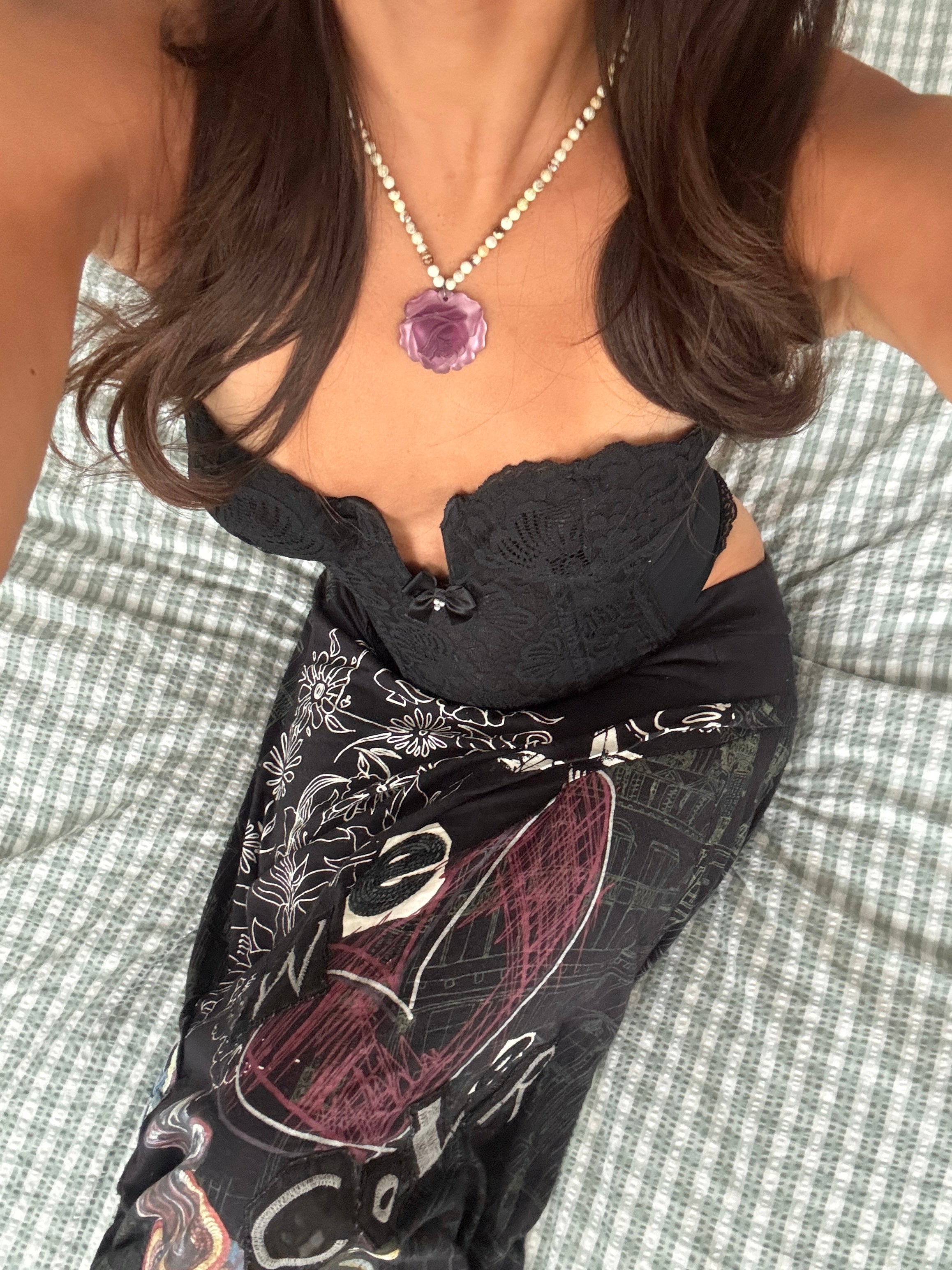 Vintage 90s Plum Rose Beaded Necklace