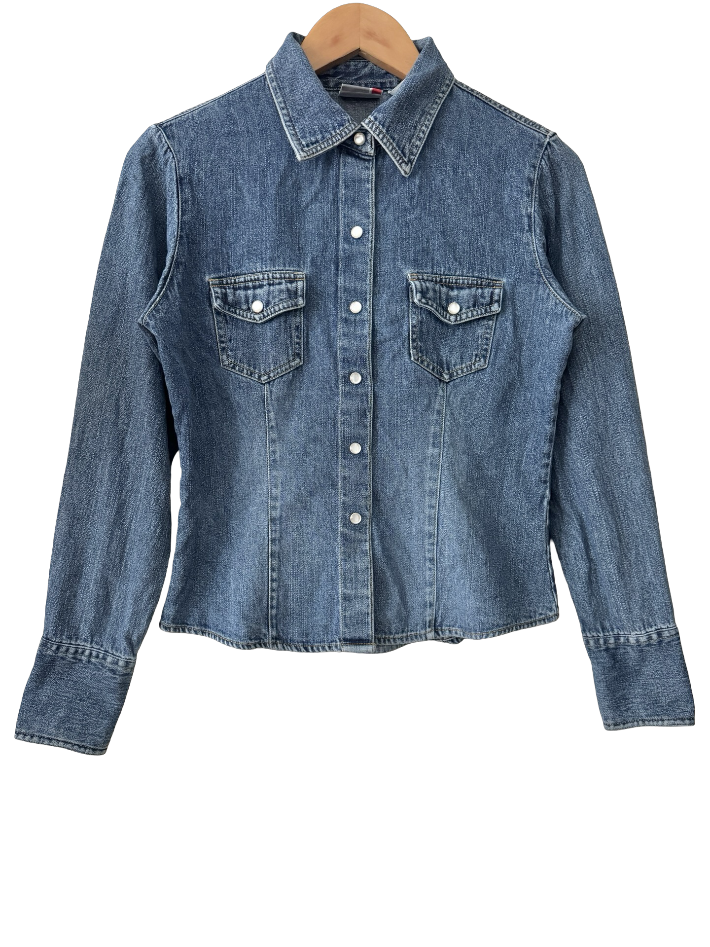 Vintage 90s Retro Denim Snap Button Shirt (S/M)