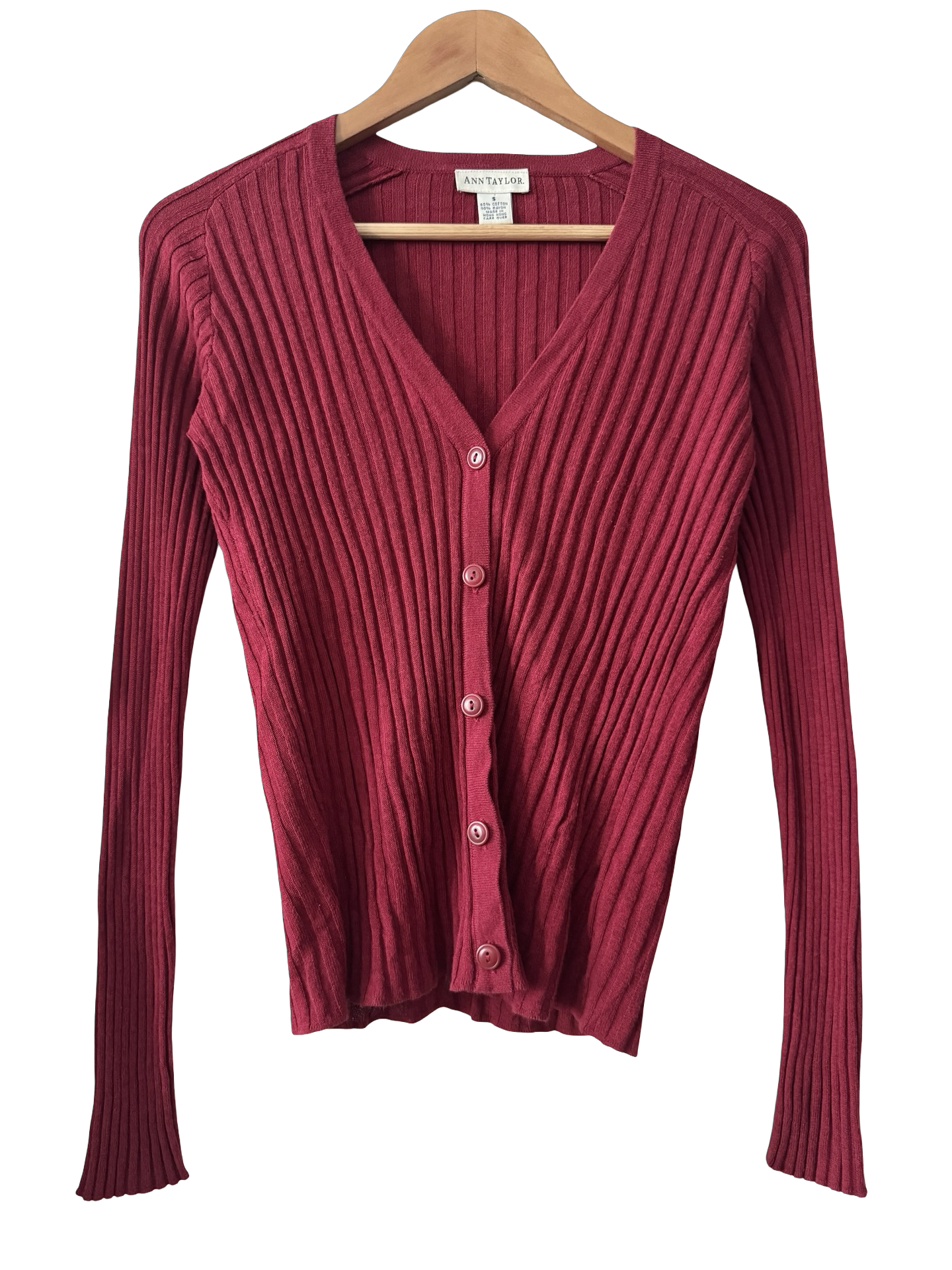 Vintage 90s Cherry Ribbed Ribbed Cardigan (S/M)