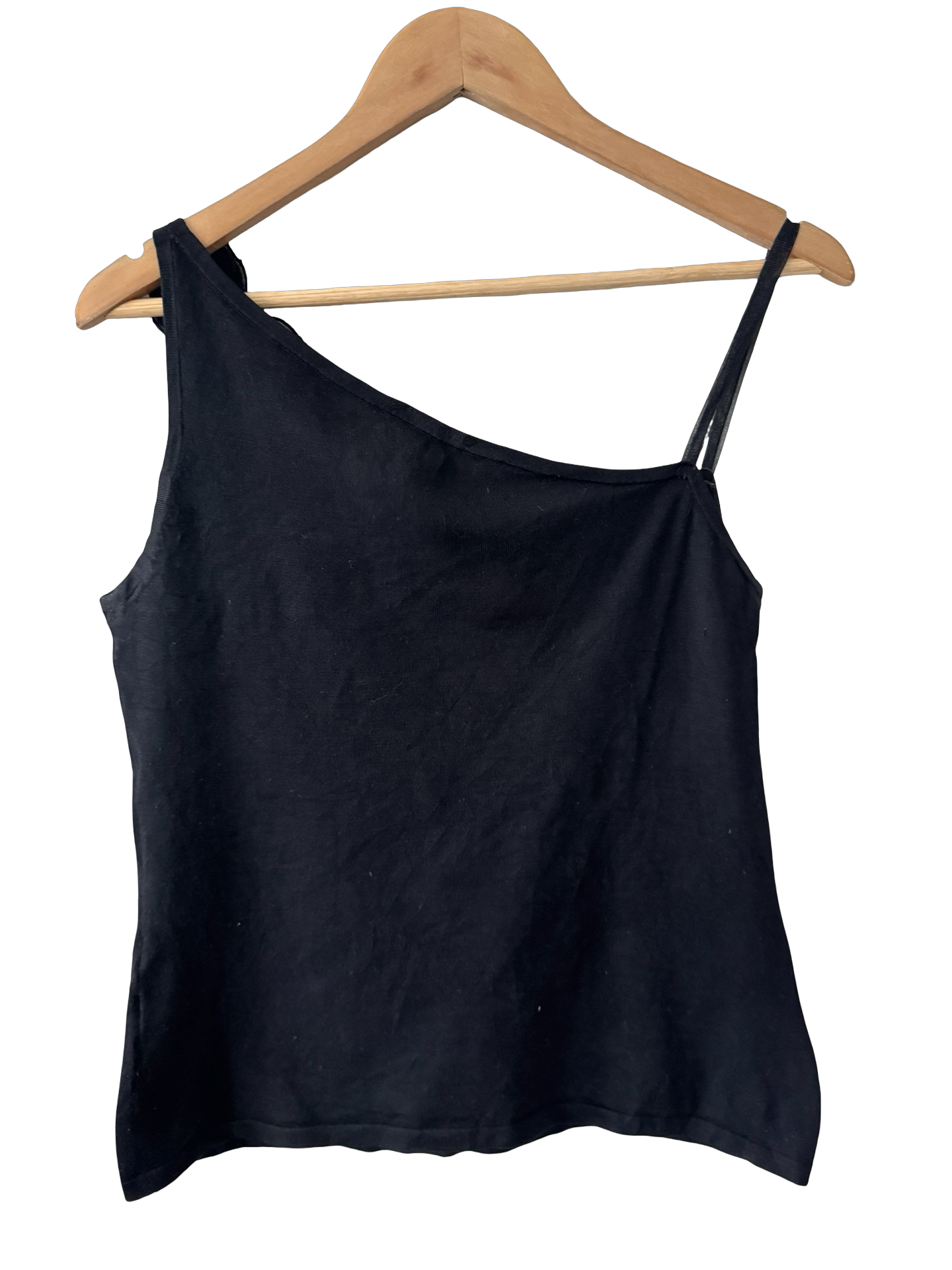 Vintage Y2K Noir Rosette One Shoulder Top (M/L)
