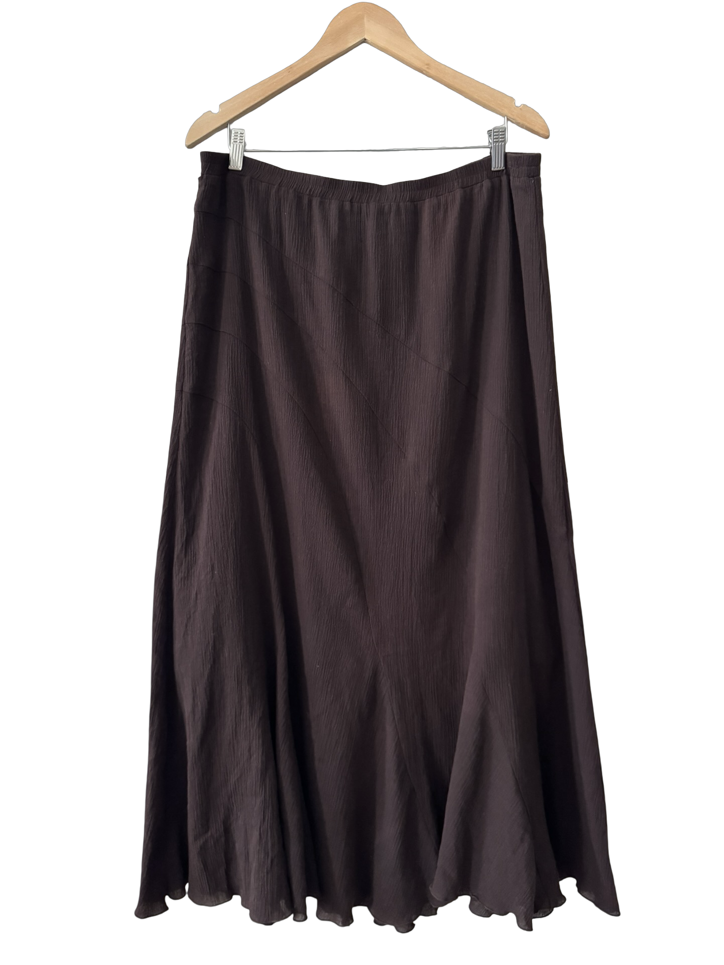 Vintage 90s Chocolate Gauzy Asymmetrical Skirt (XL)