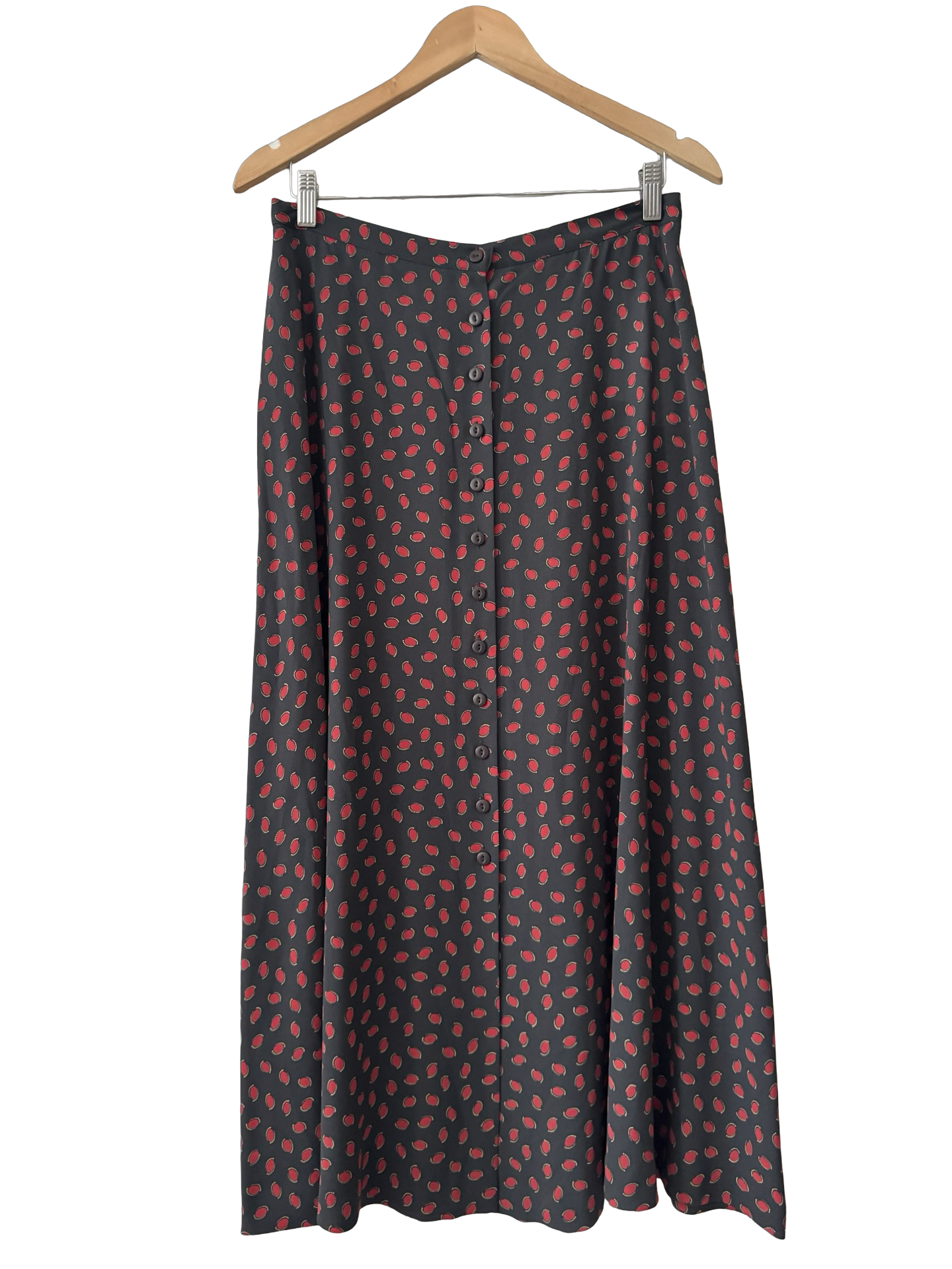 Vintage 90s Retro Button Geometric Midi Skirt (M)