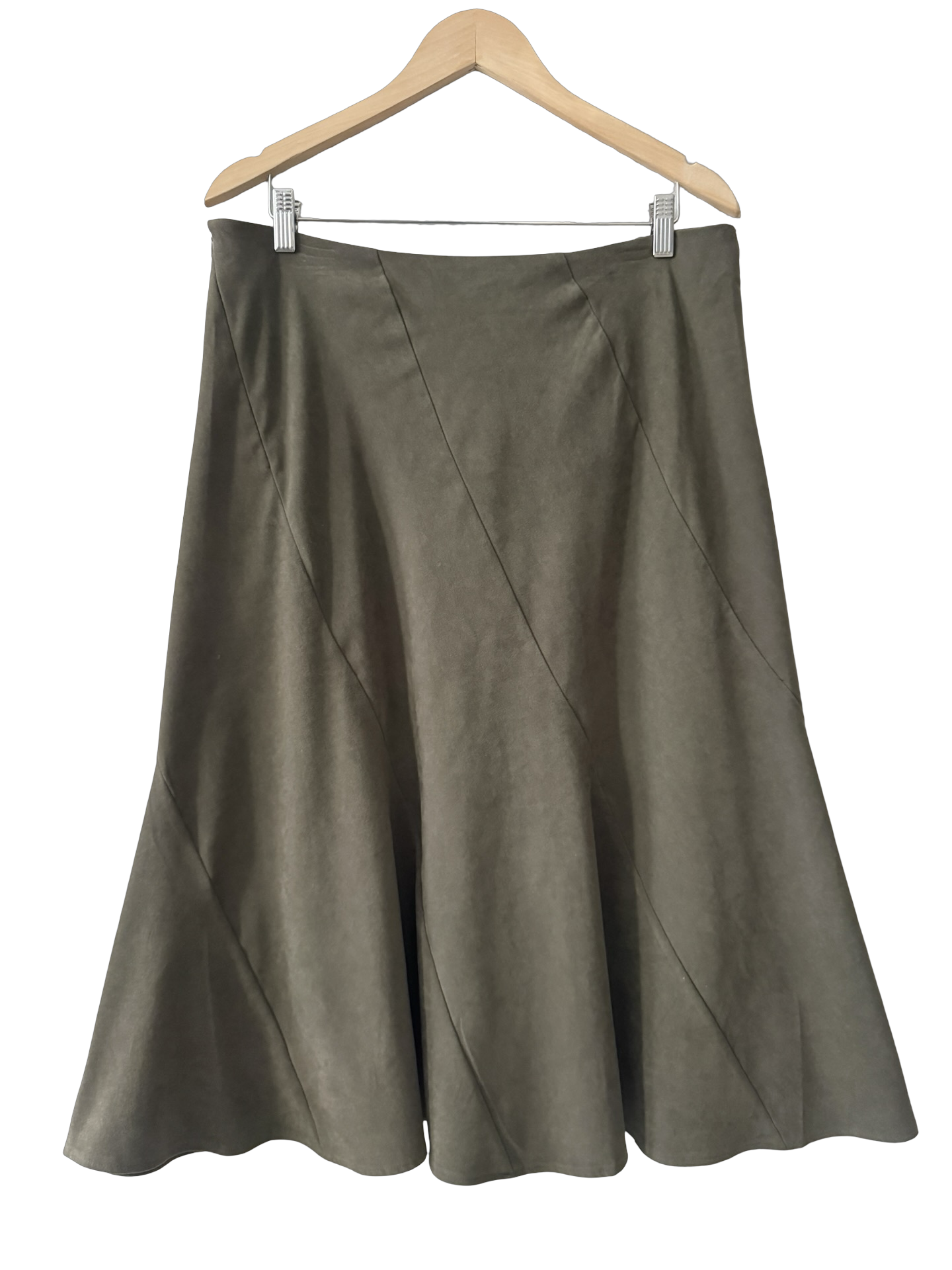 Vintage Y2K Olive City Girl Midi Skirt (L)