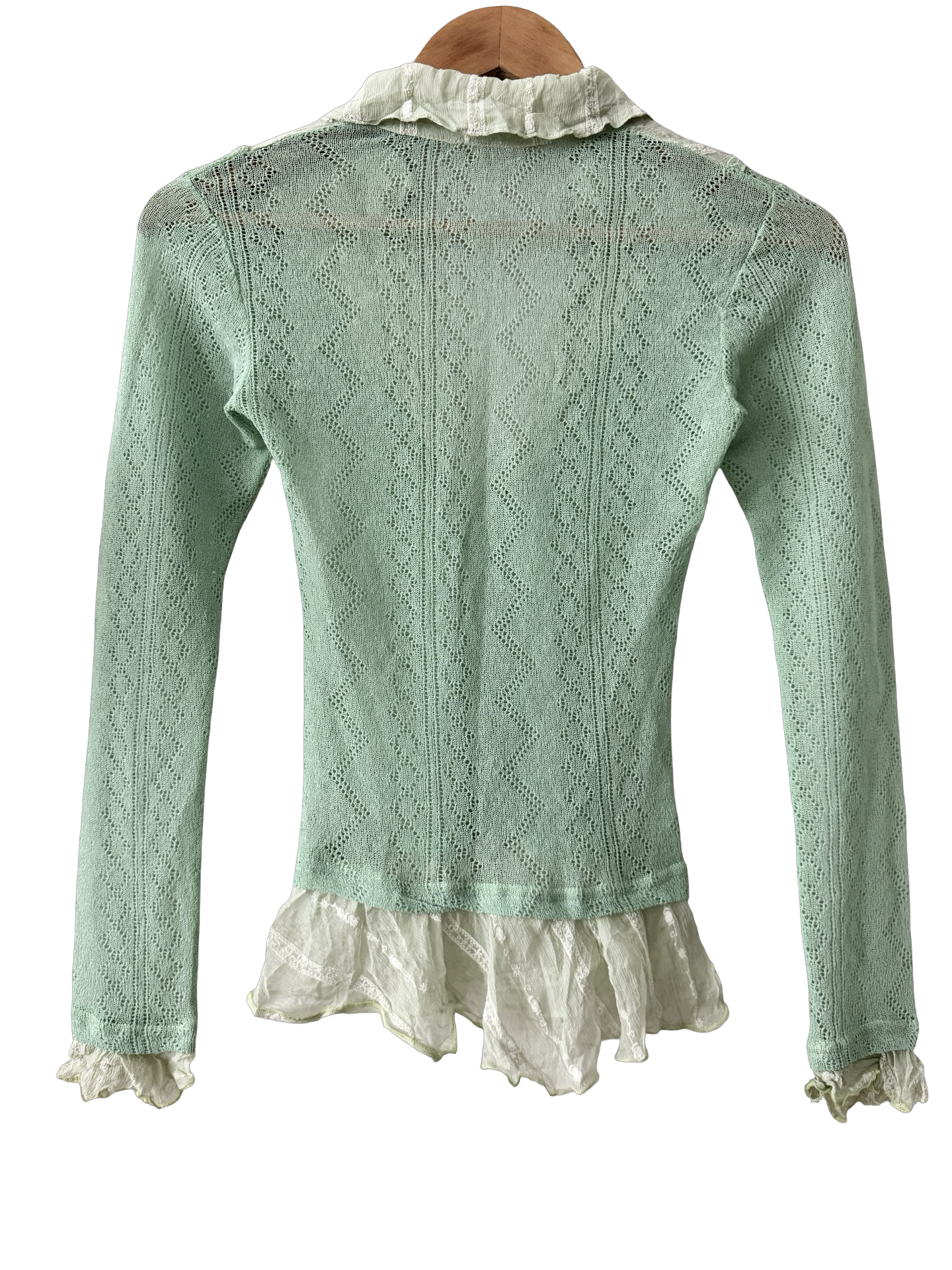 Vintage 90s Parisian Mint Tea Layered Silk Top (S)