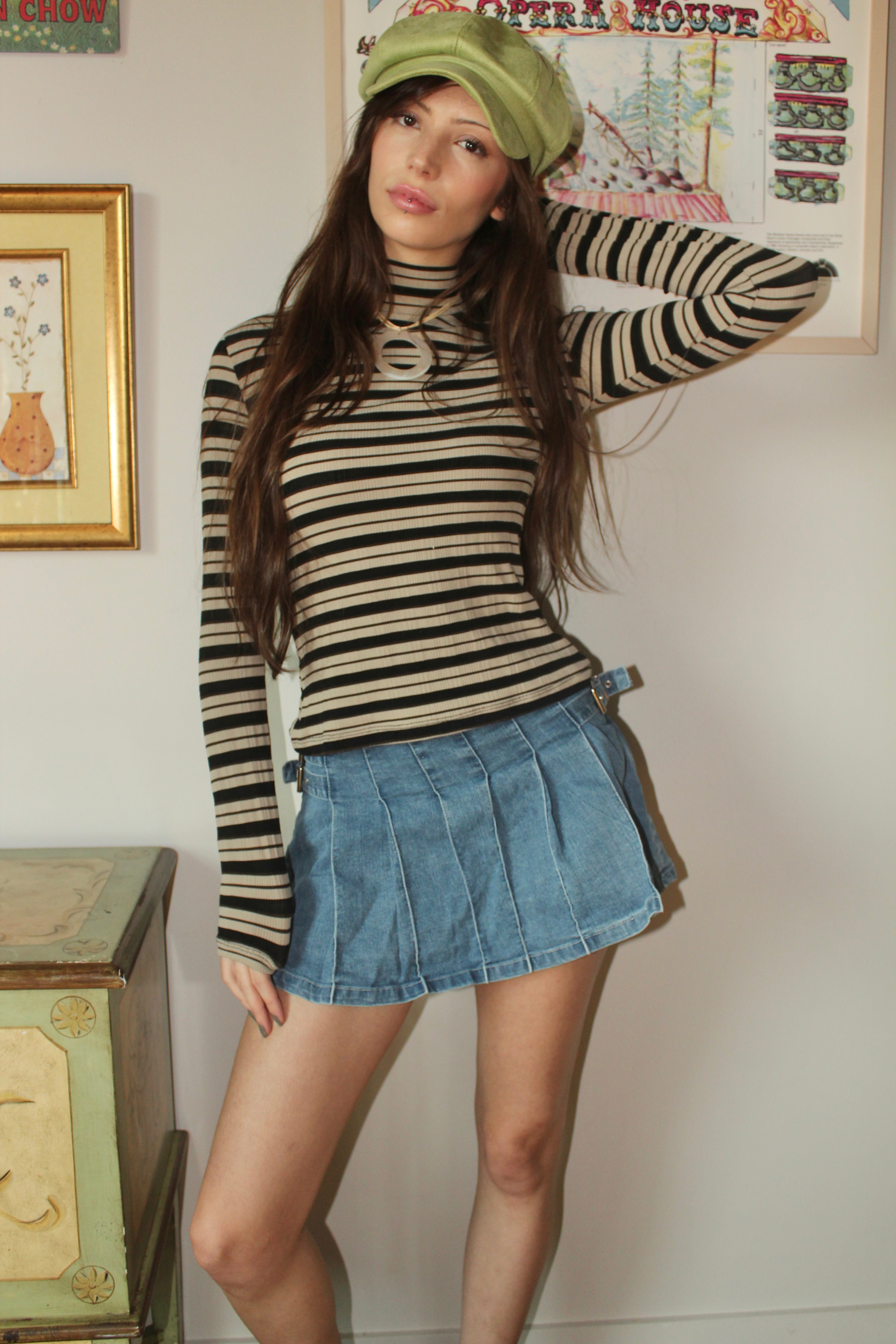 Vintage 90s Striped Mock Neck (S)