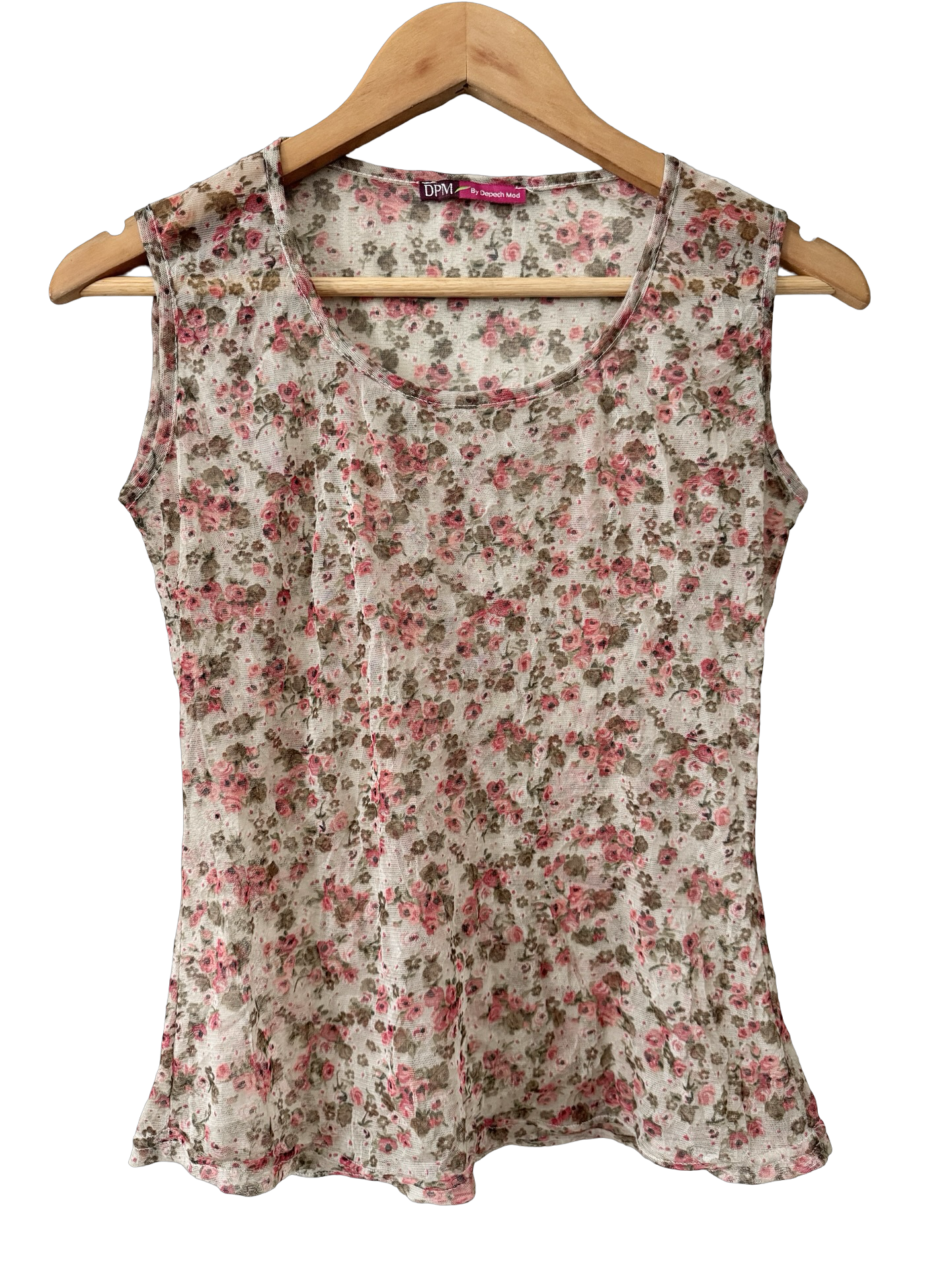 Vintage Y2K Romantic Floral Mesh Tank (M)