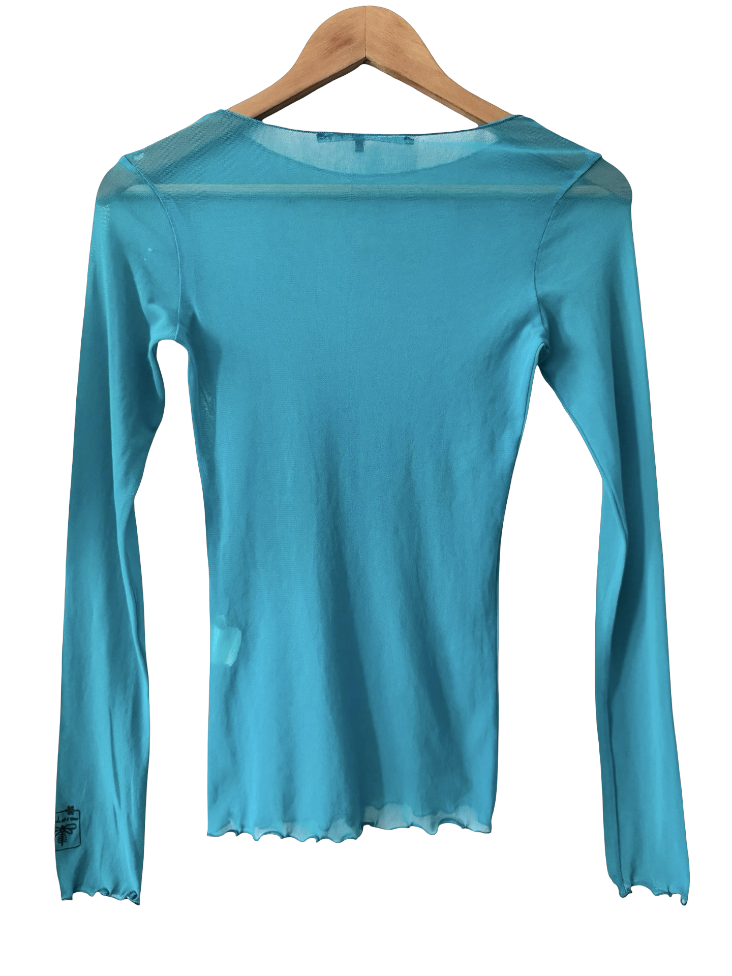 Vintage Y2K Aqua Mesh Long Sleeve Top (S)