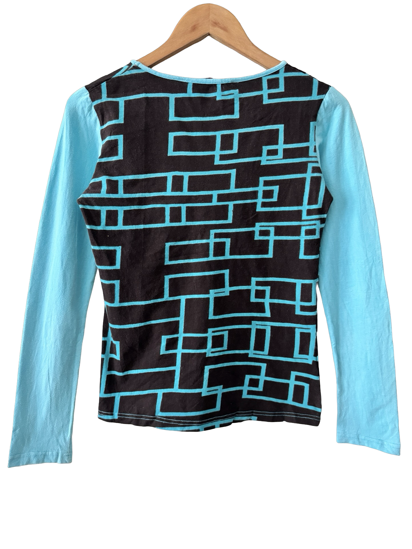 Vintage Y2K Turquoise Geometric Mesh Top (S-M)