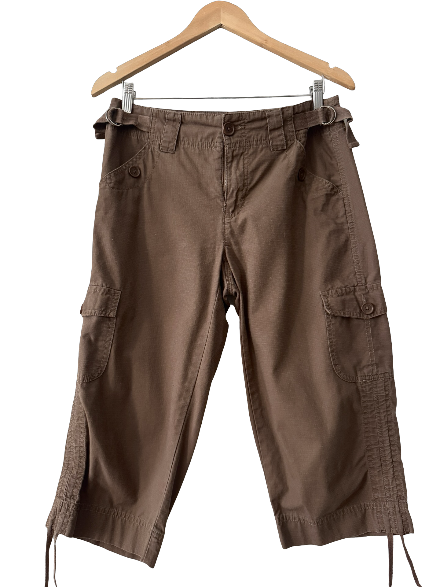 Vintage Y2K French Cuff Chocolate Cargo Capris (S/M)