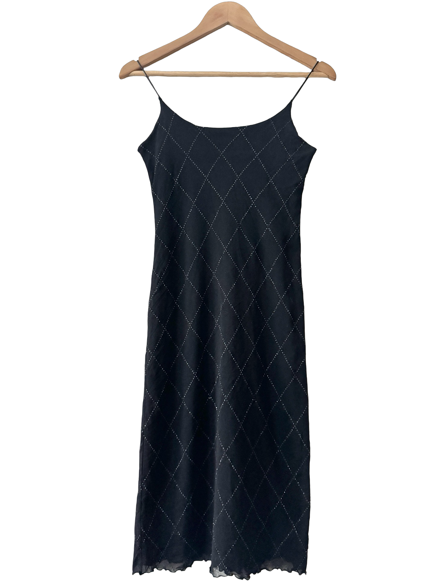 Vintage 90s French Noir Diamond Knit Dress (S)