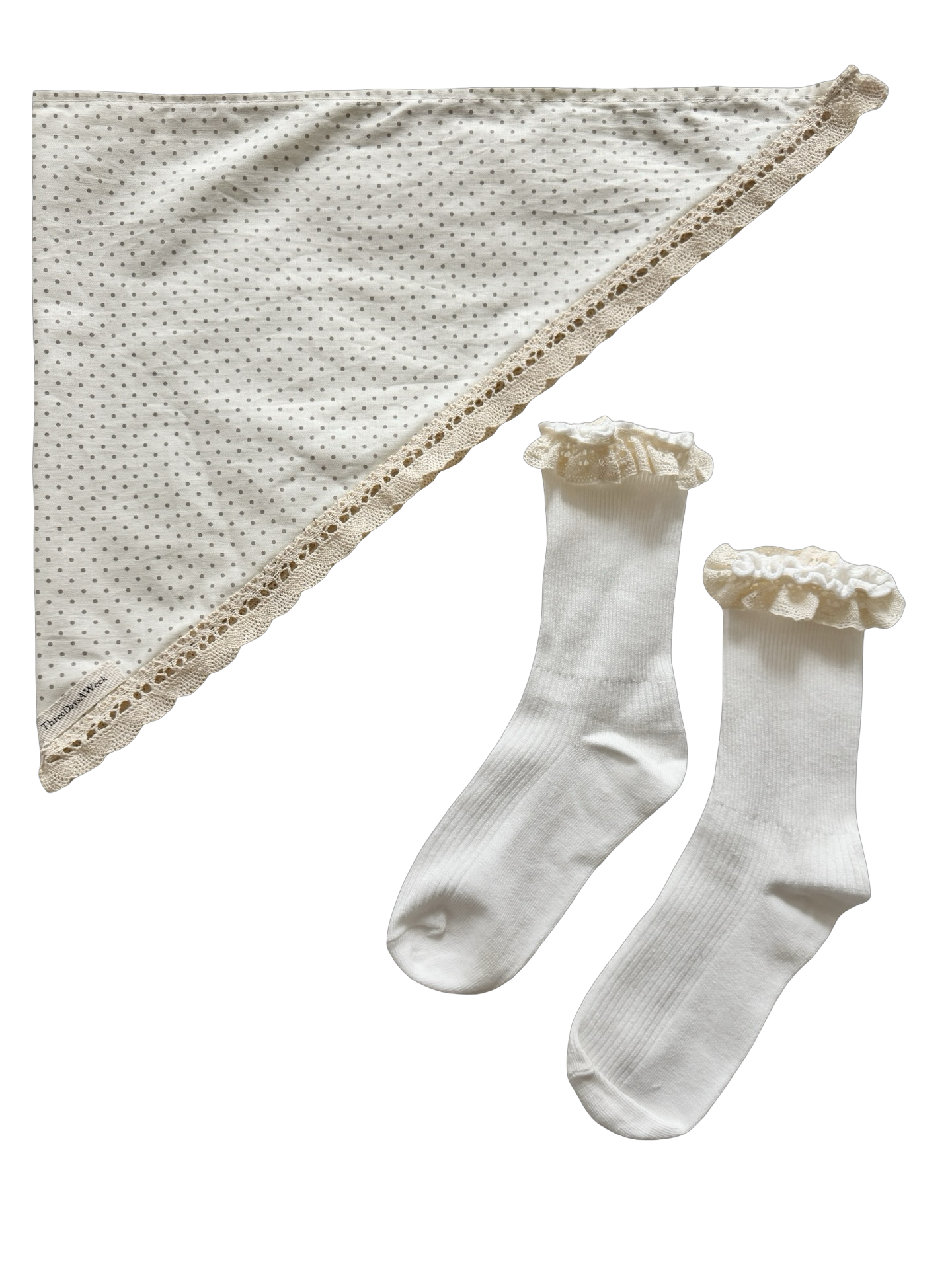 Milk Dot Lace Hair Scarf