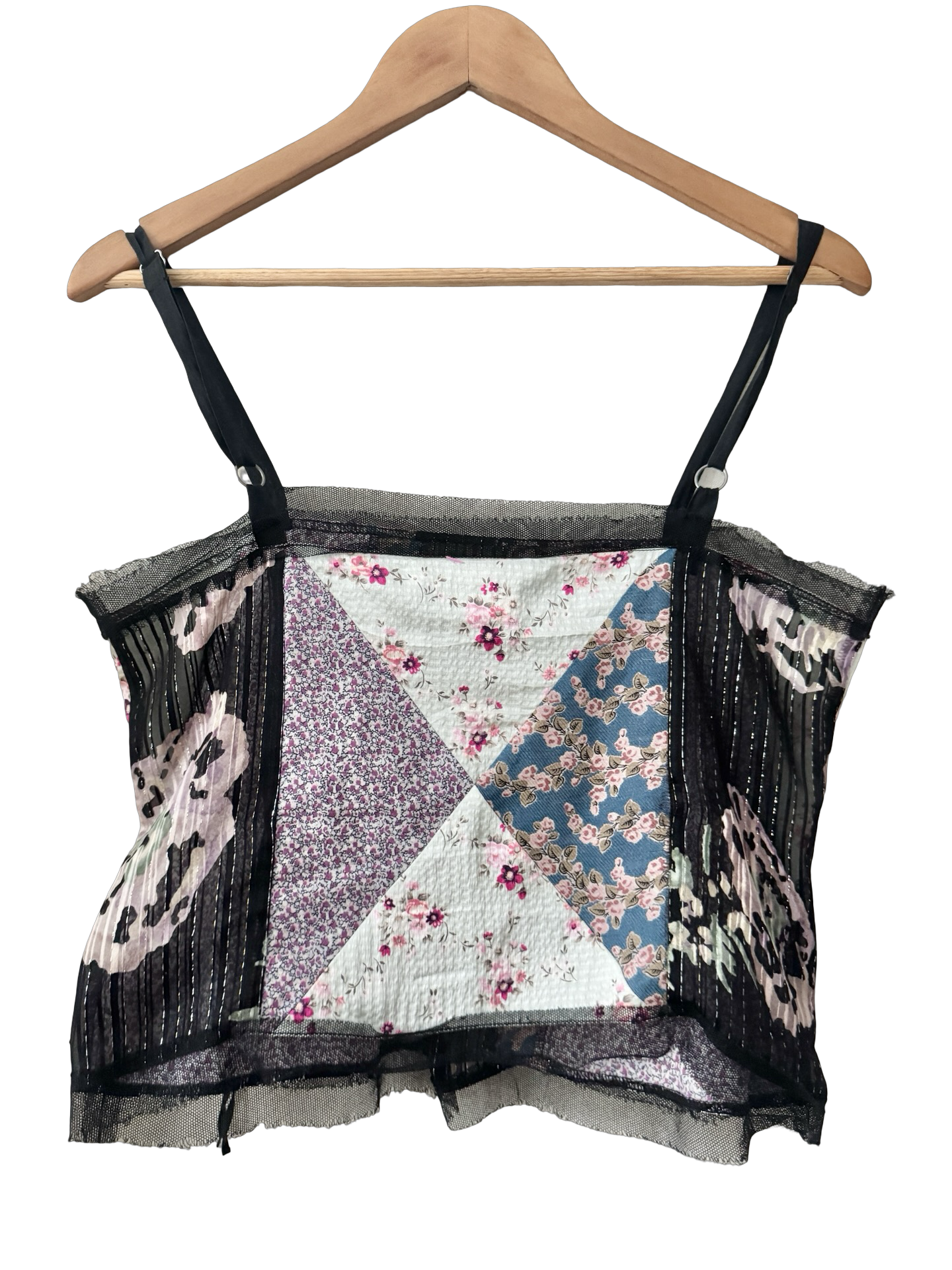 Vintage Y2K Silk Patchwork Treasure Top (S/M)