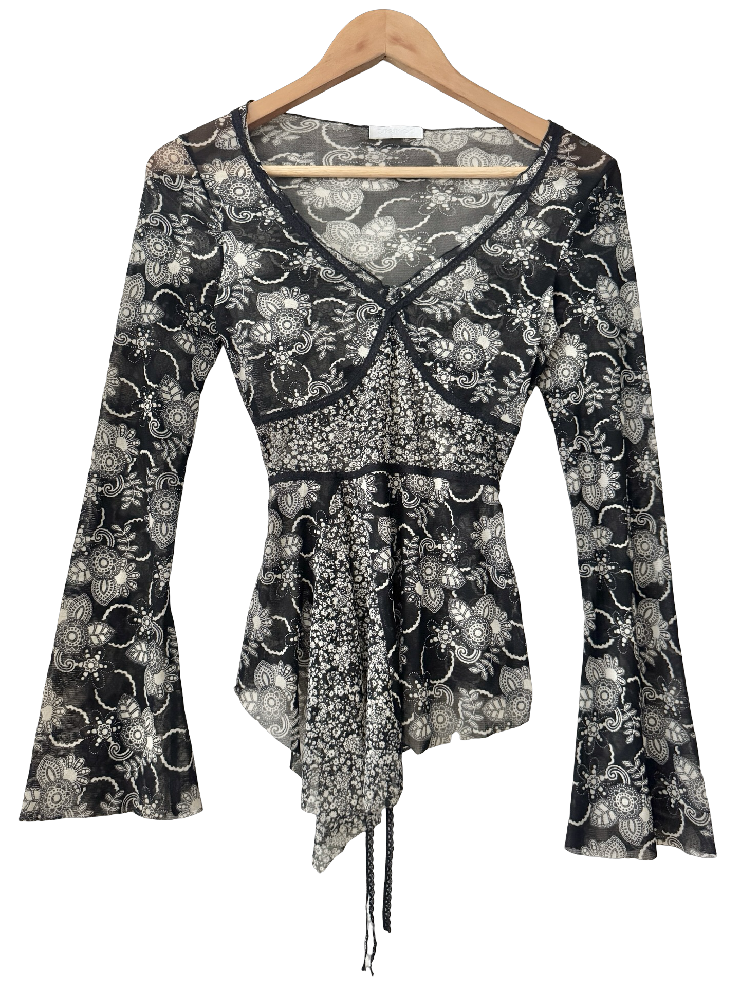 Vintage 2000s Midnight Folk Tie Blouse (S)
