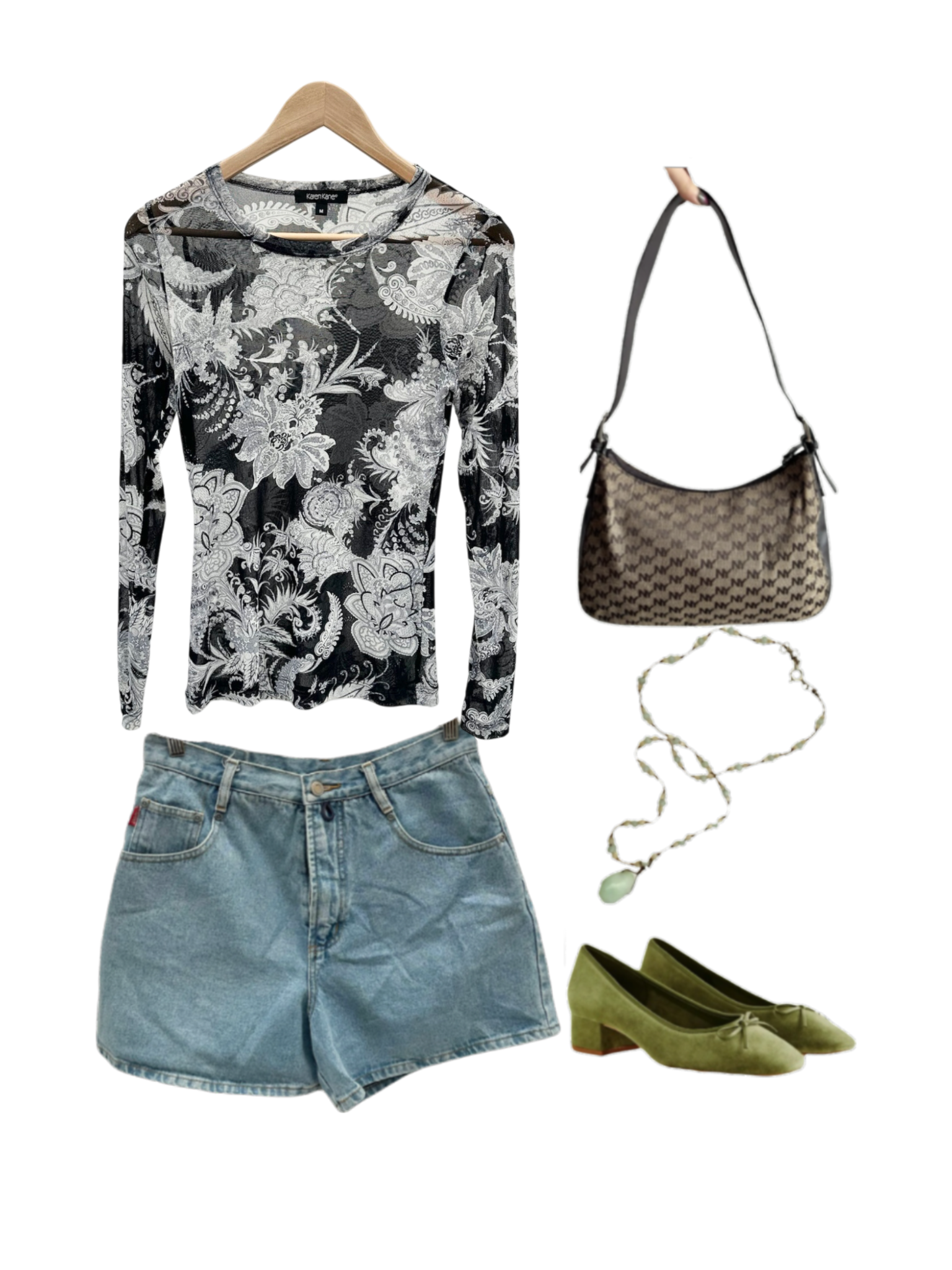 Vintage Y2K Sheer Mesh Knit Top (M)