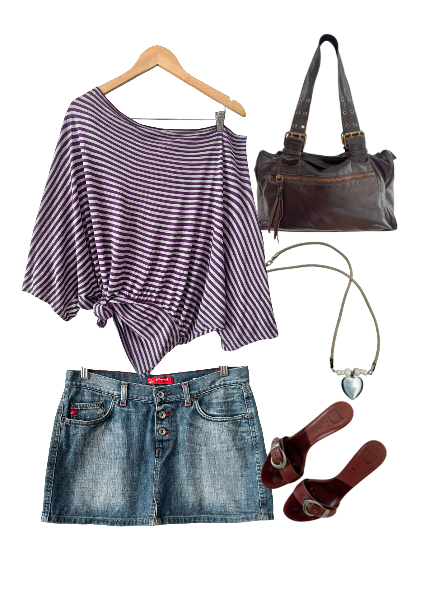 Vintage Y2K Plum Stripe Dolman Knit Tunic Top (L/XL)