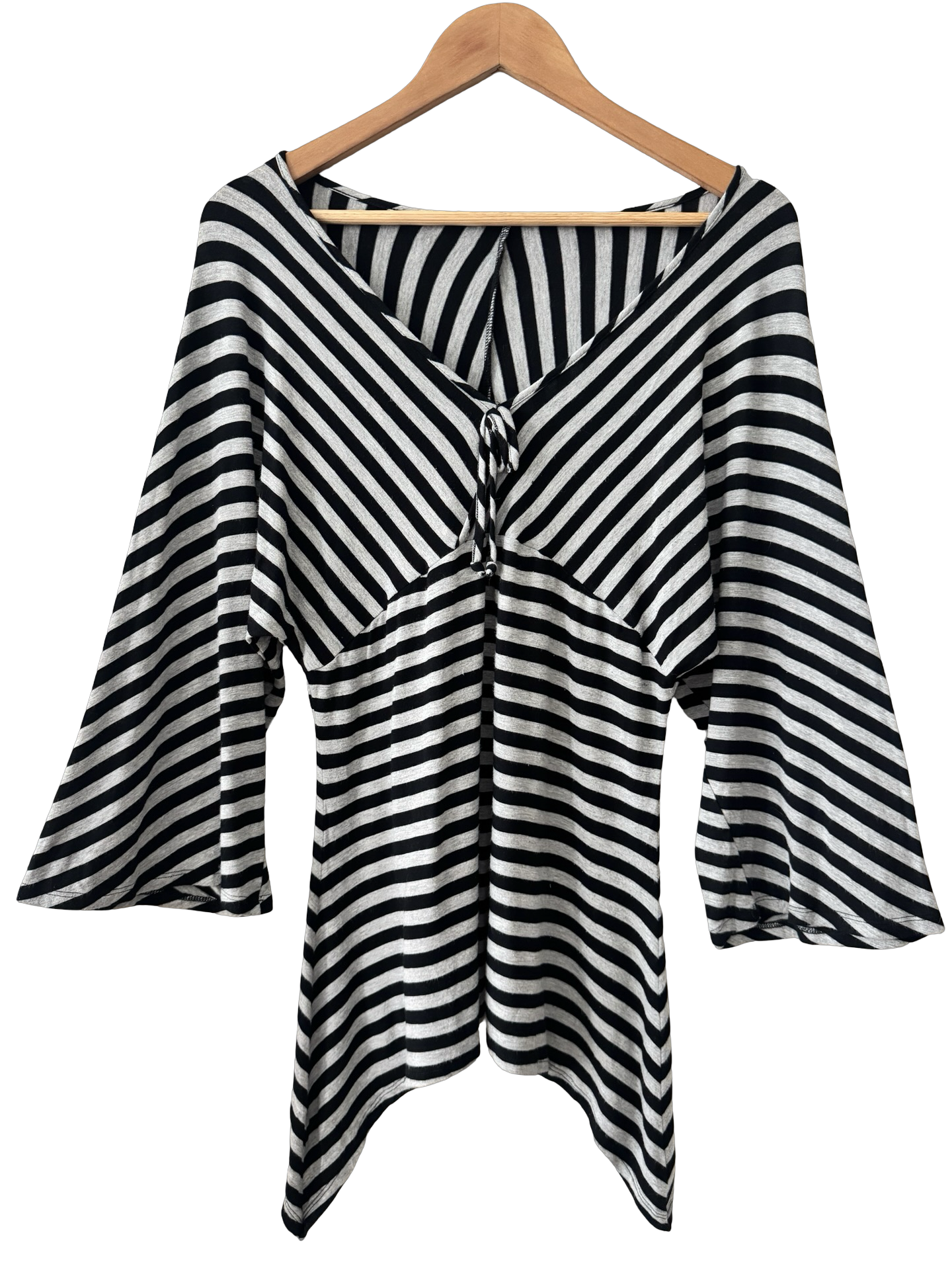 Vintage Y2K Parisian Stripe Bell Sleeve Top (M)