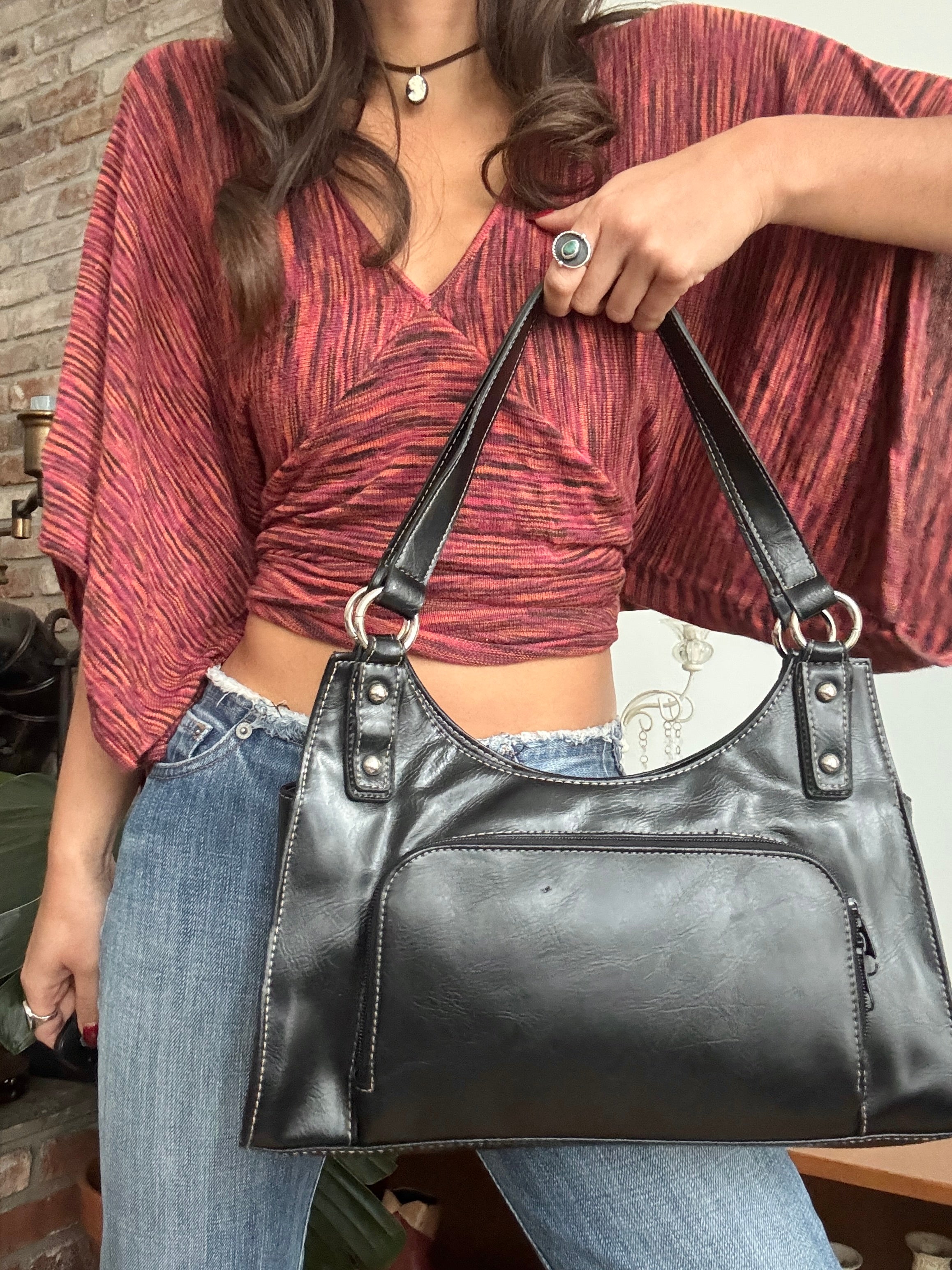 Vintage Y2K Downtown Black Pocket Bag