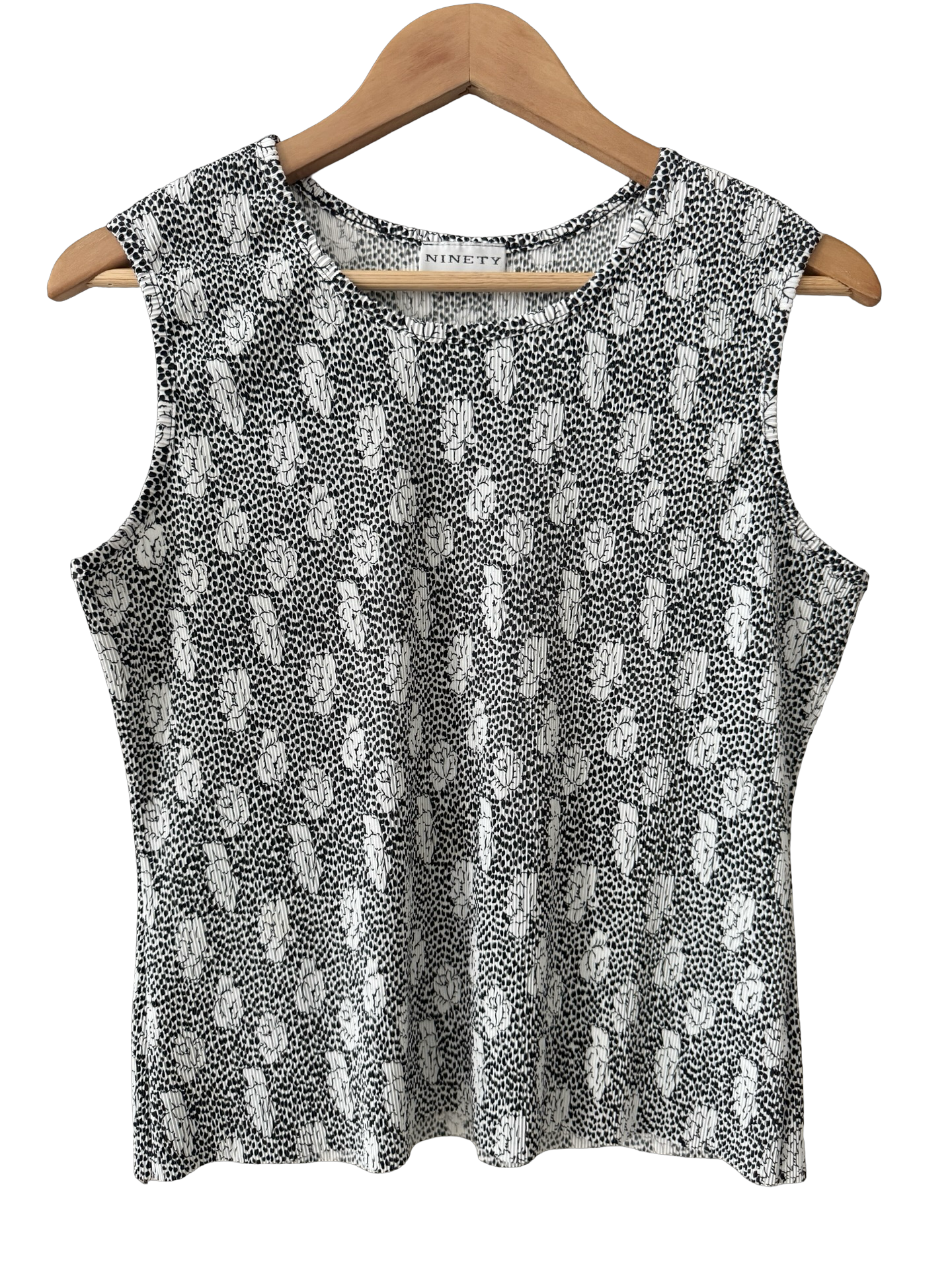 Vintage Y2K Ninety Black & White Floral Tank (L)