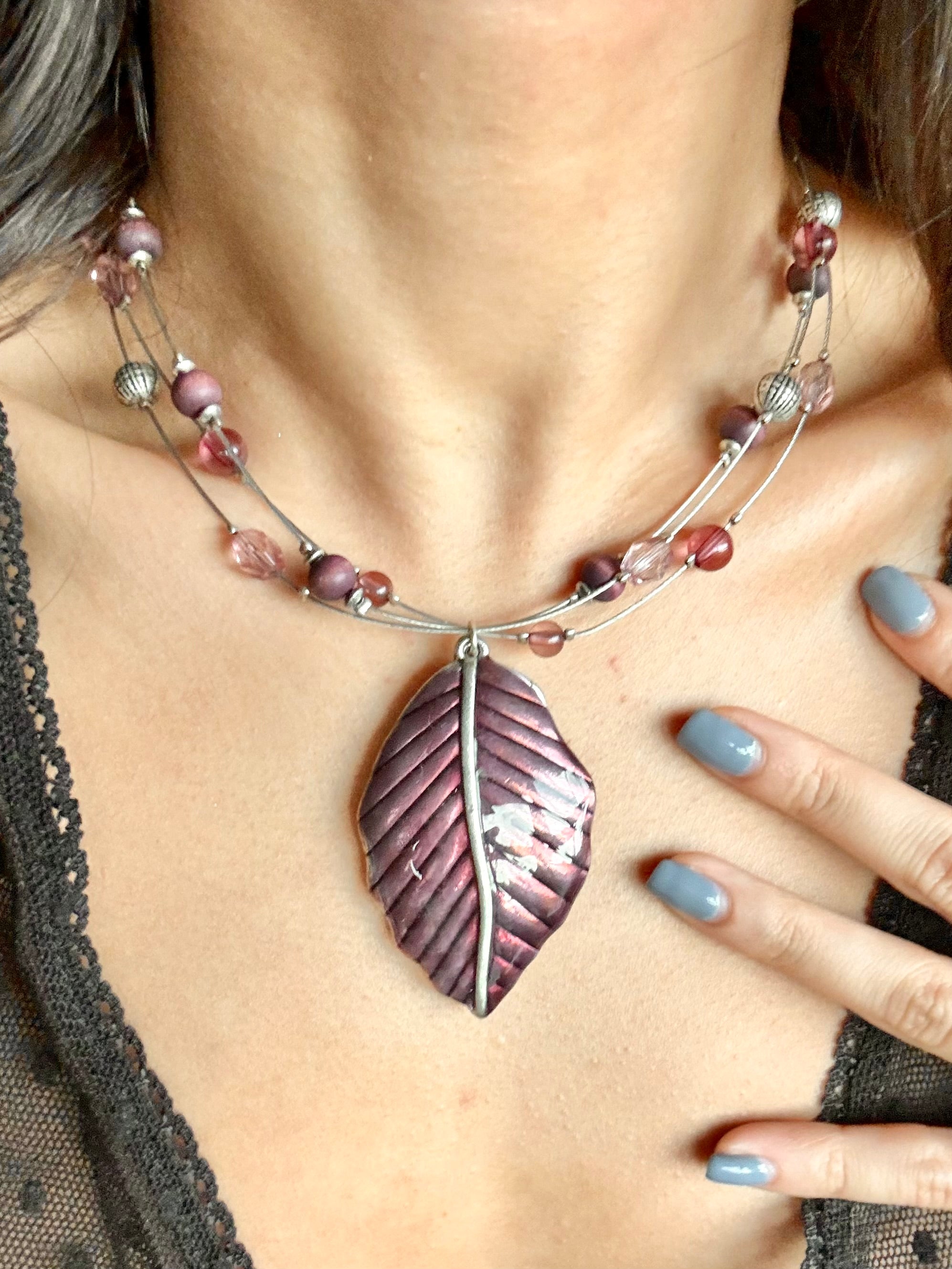 Statement Layered Leaf Necklace