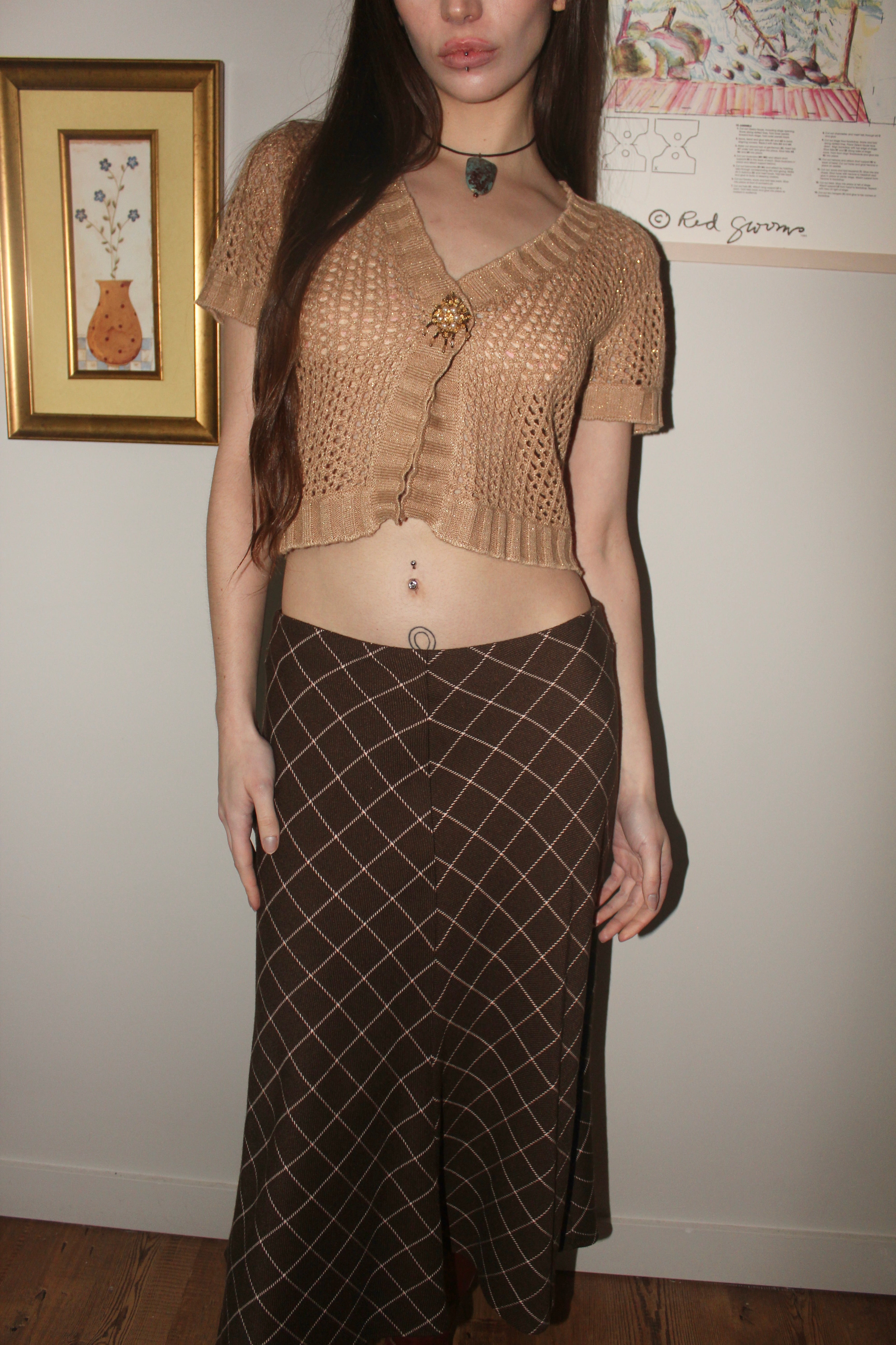 Vintage 90s Cropped Crochet Knit (M)