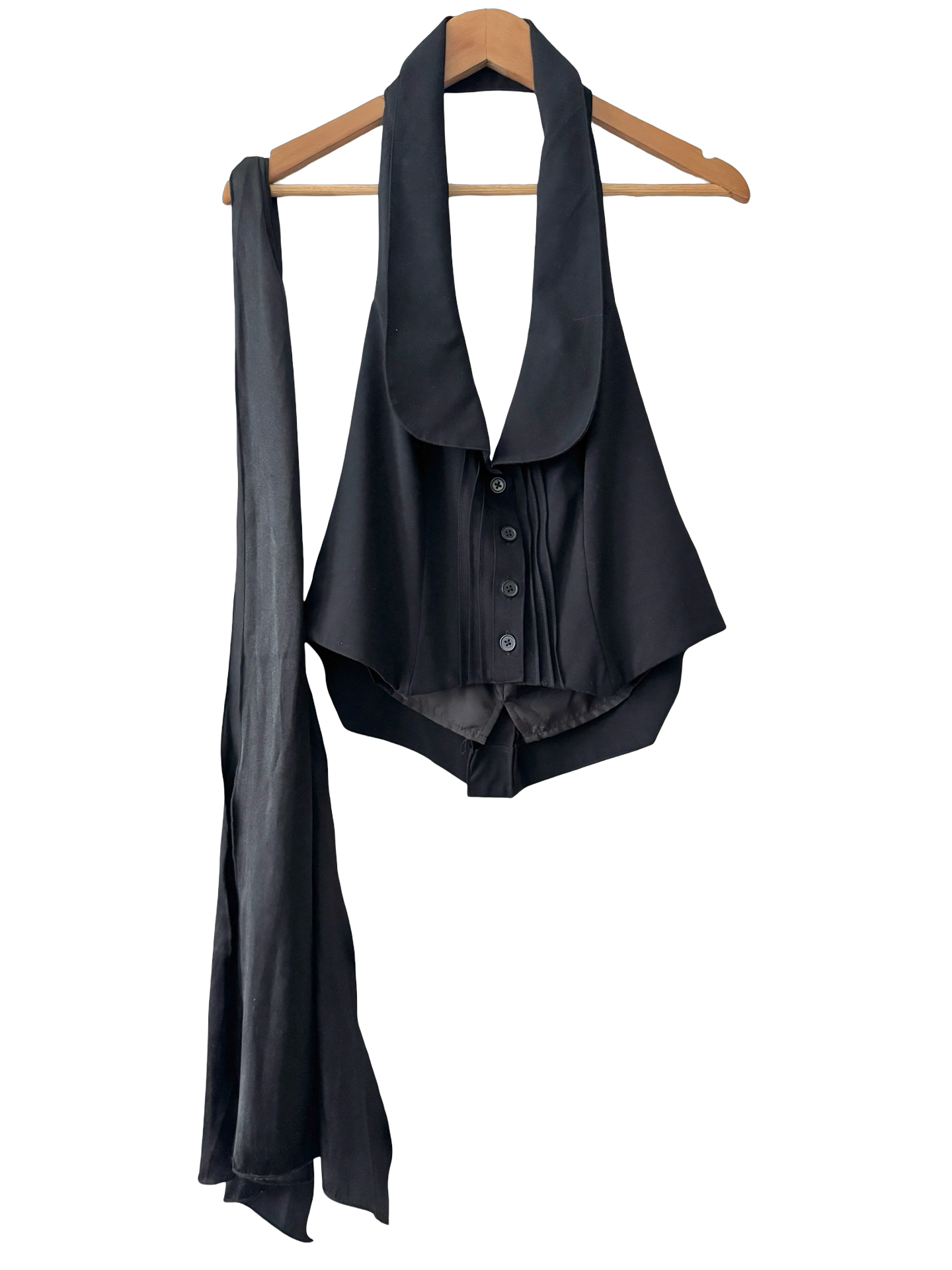 Y2K Black Satin Halter Vest Top w/ Tie(M)