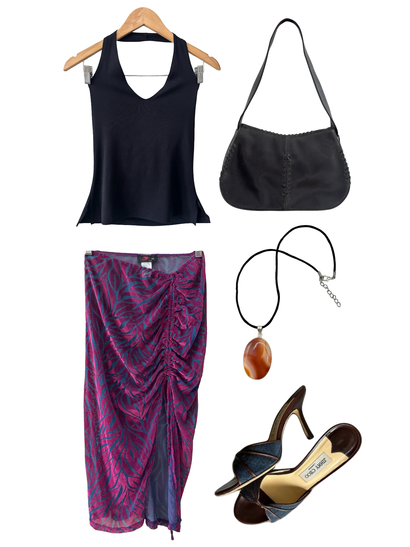 Vintage Y2K Ink Sheer Y2K Midi Skirt (S)