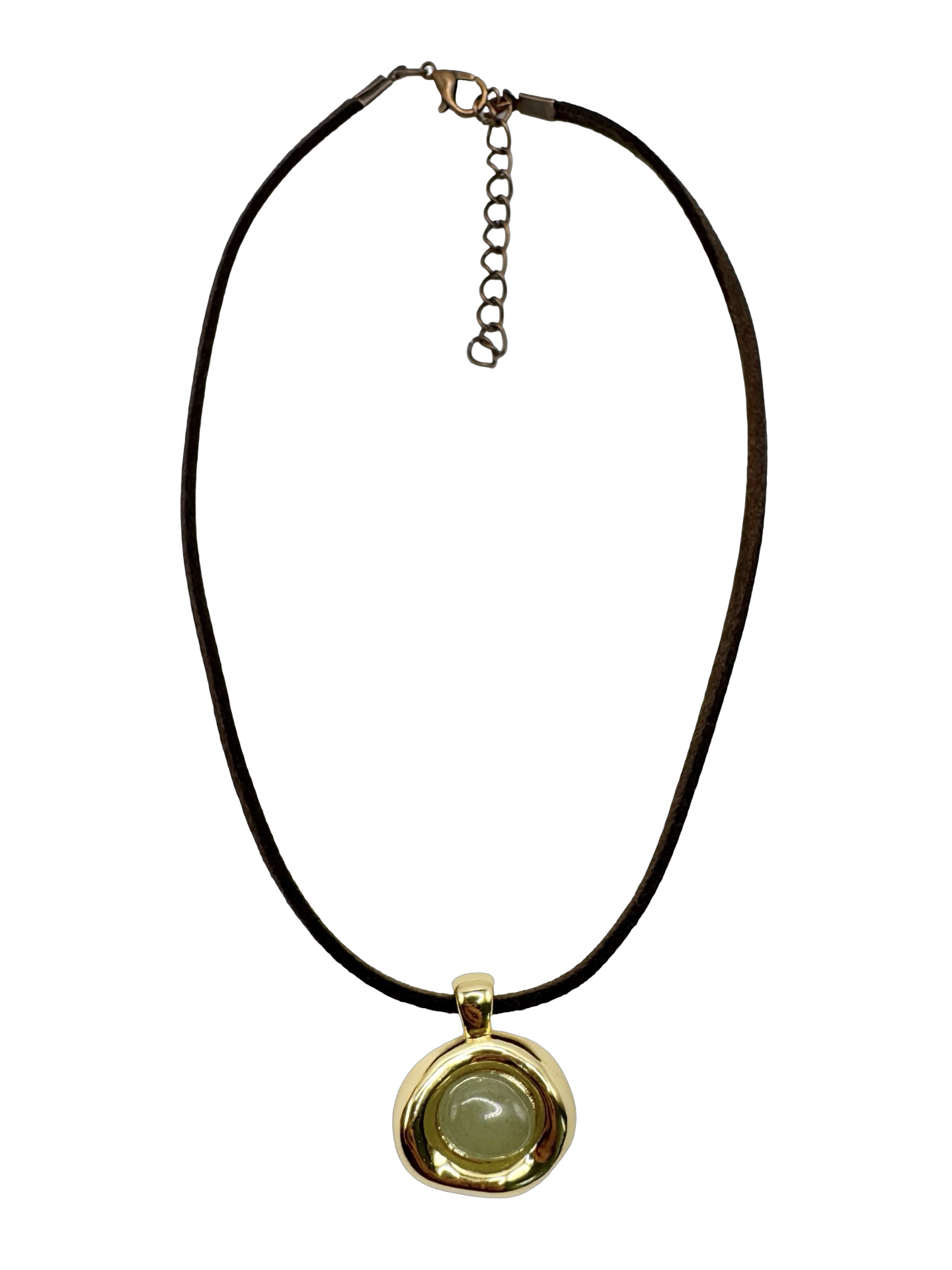 Golden Olive Stone Pendant Choker