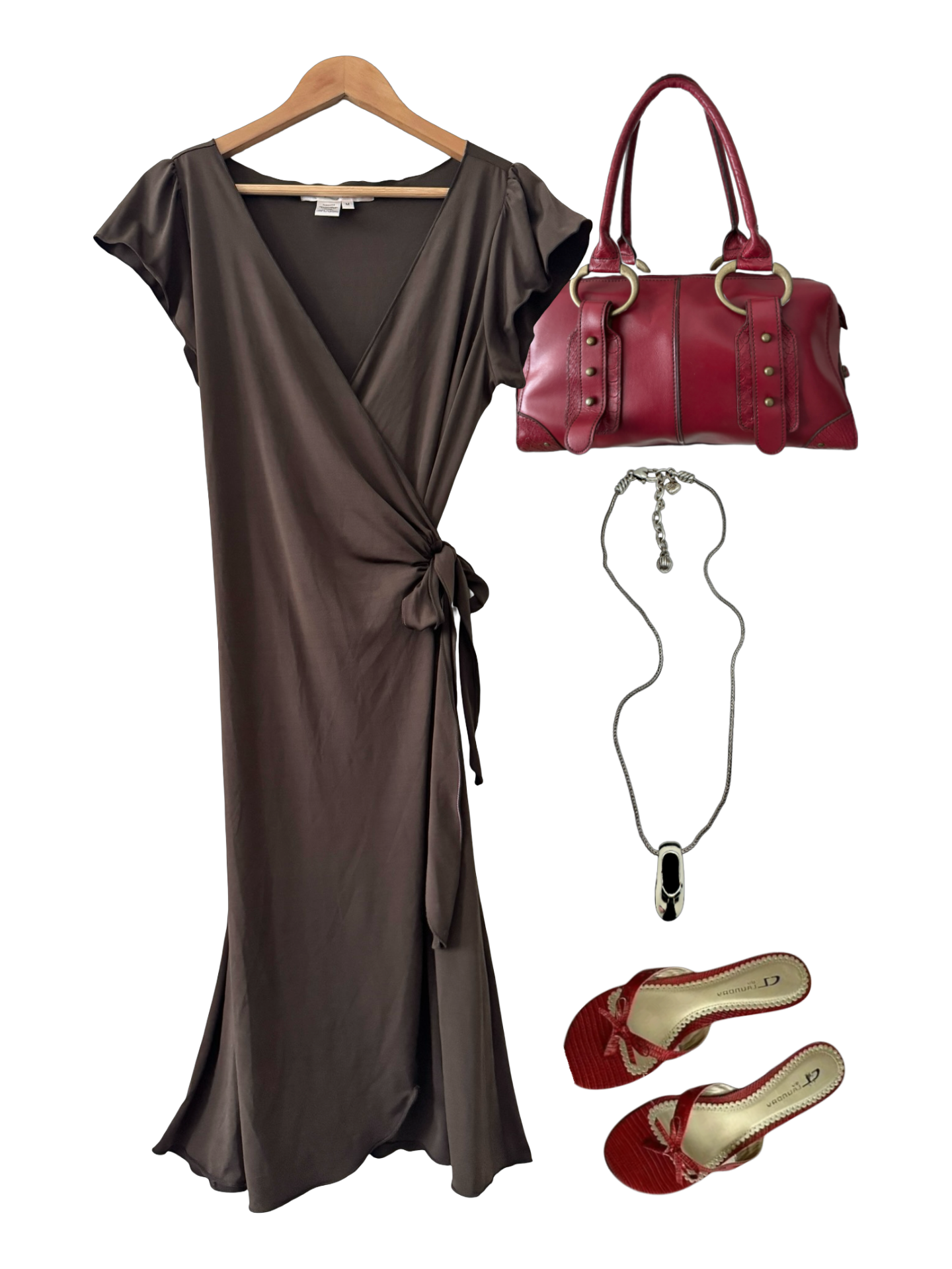Vintage 90s Espresso Wrap Midi Dress (M)