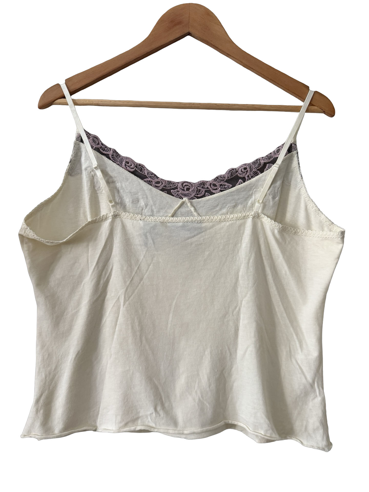 Vintage Y2K Ivory Mauve Lace Camisole (XL)