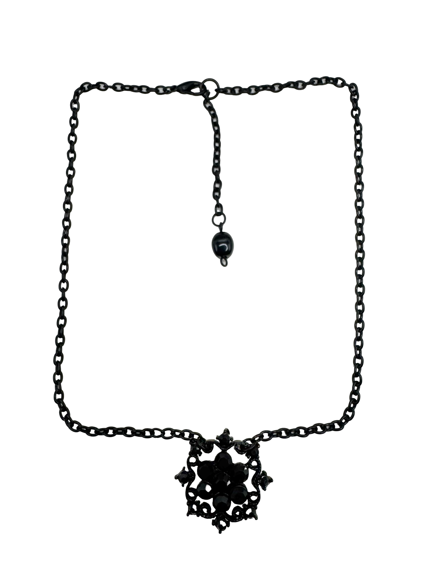 Vintage Dark Cluster Pendant Necklace