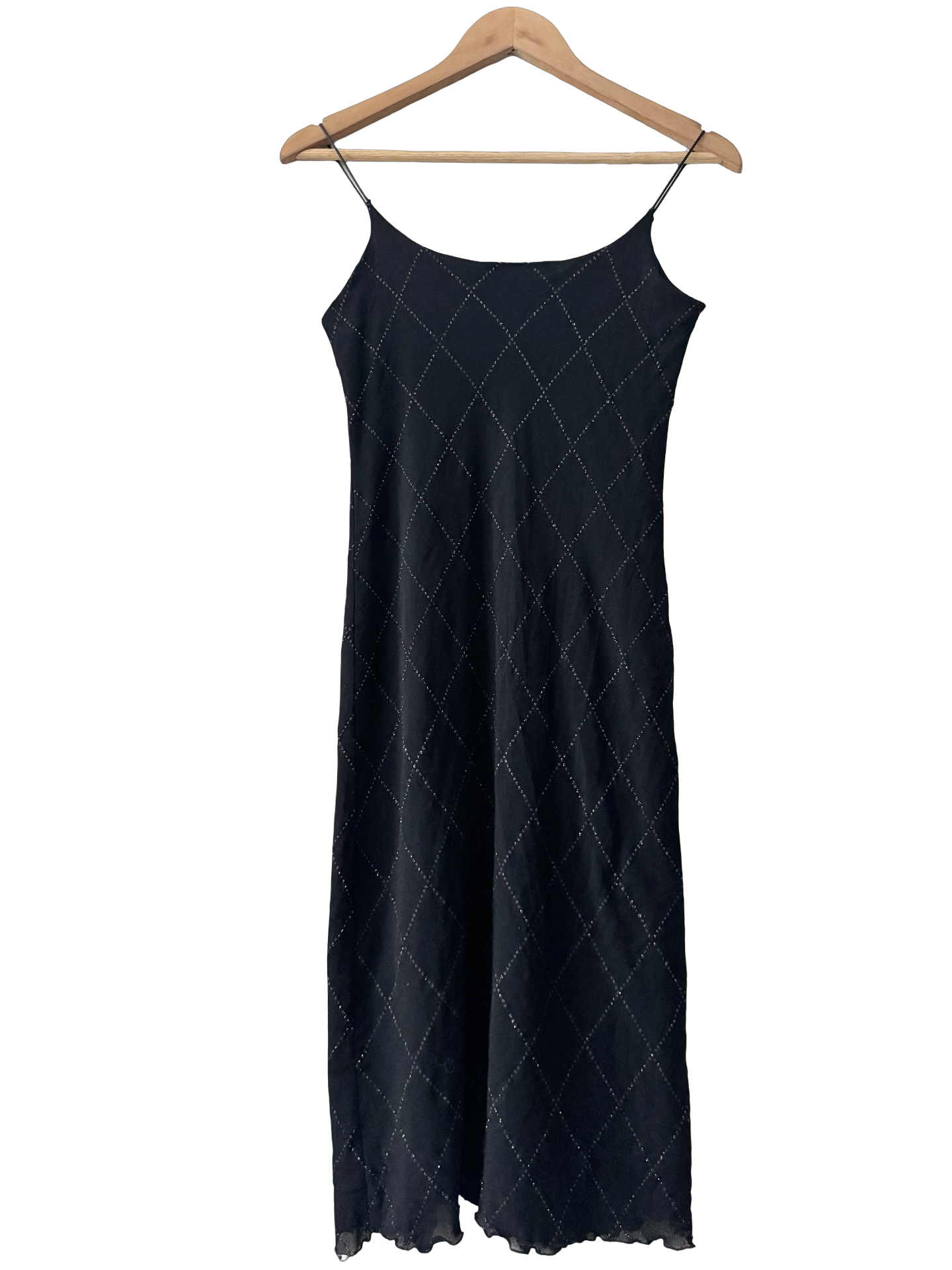 Vintage 90s French Noir Diamond Knit Dress (S)
