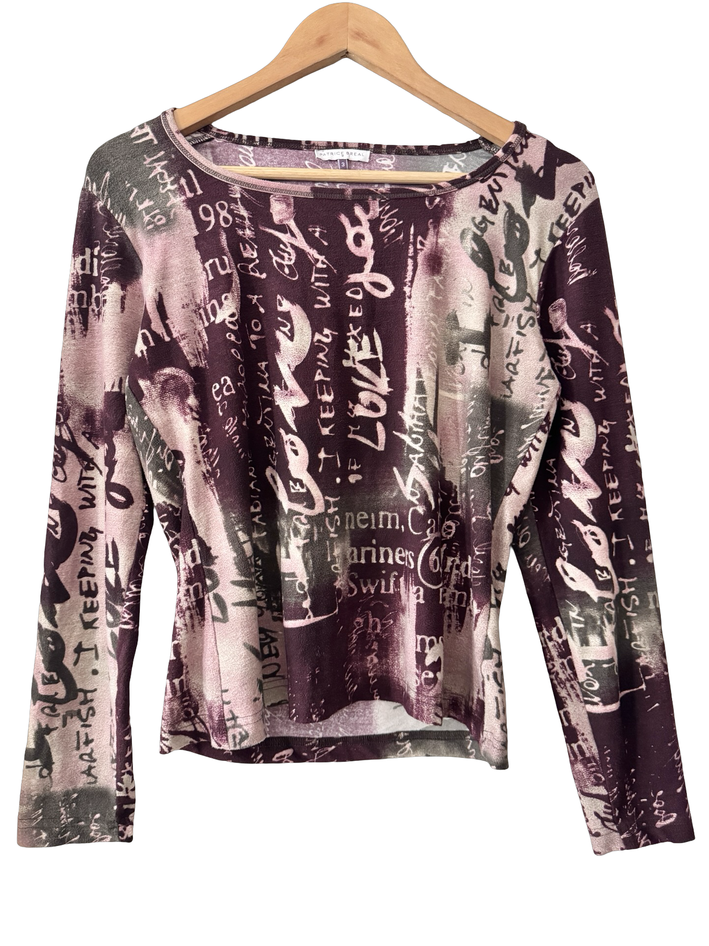 Vintage Y2K Graffiti Mesh Long Sleeve Top (L)