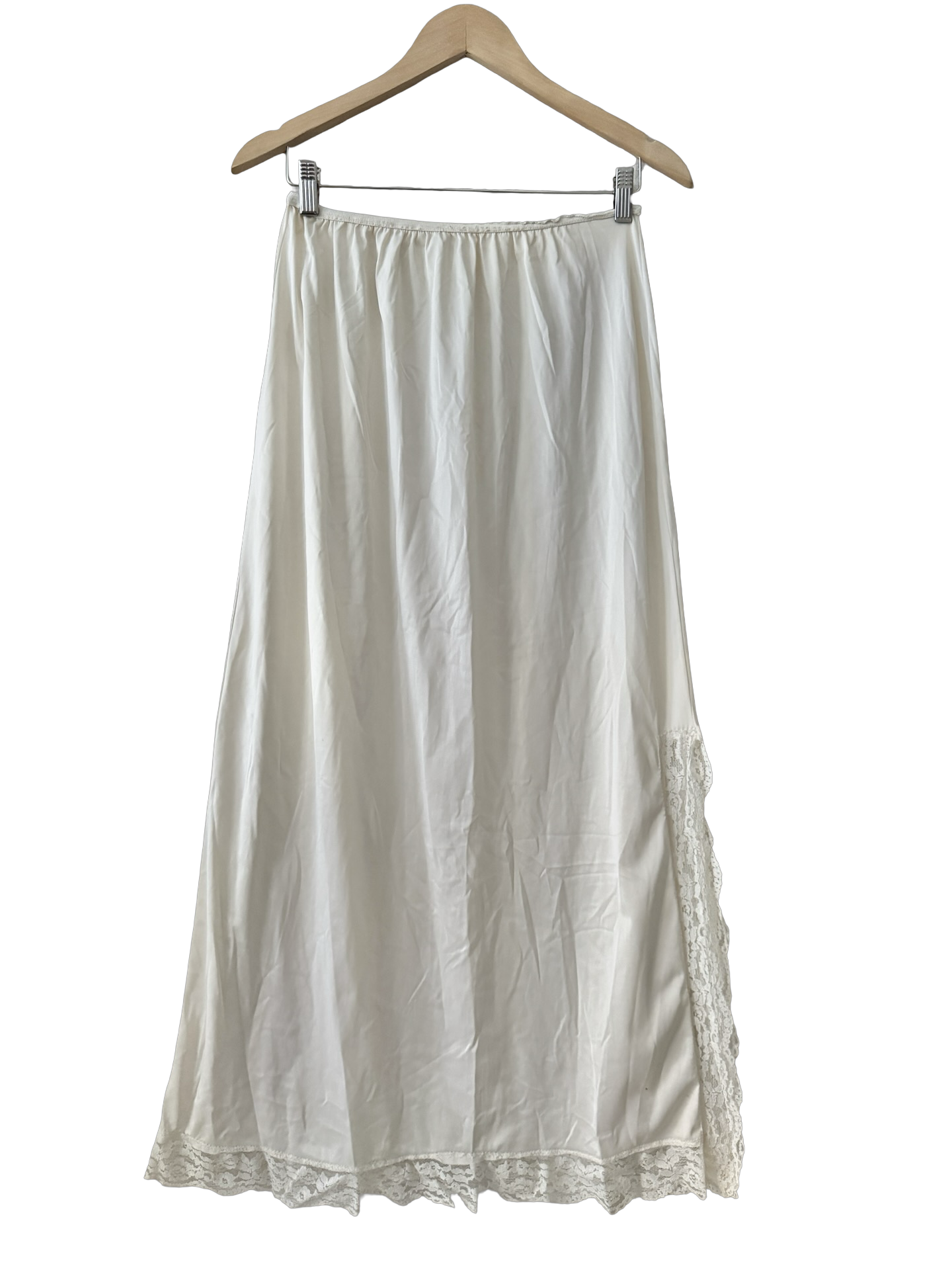 Vintage 60s Ivory Lace Whisper Maxi Skirt (M)