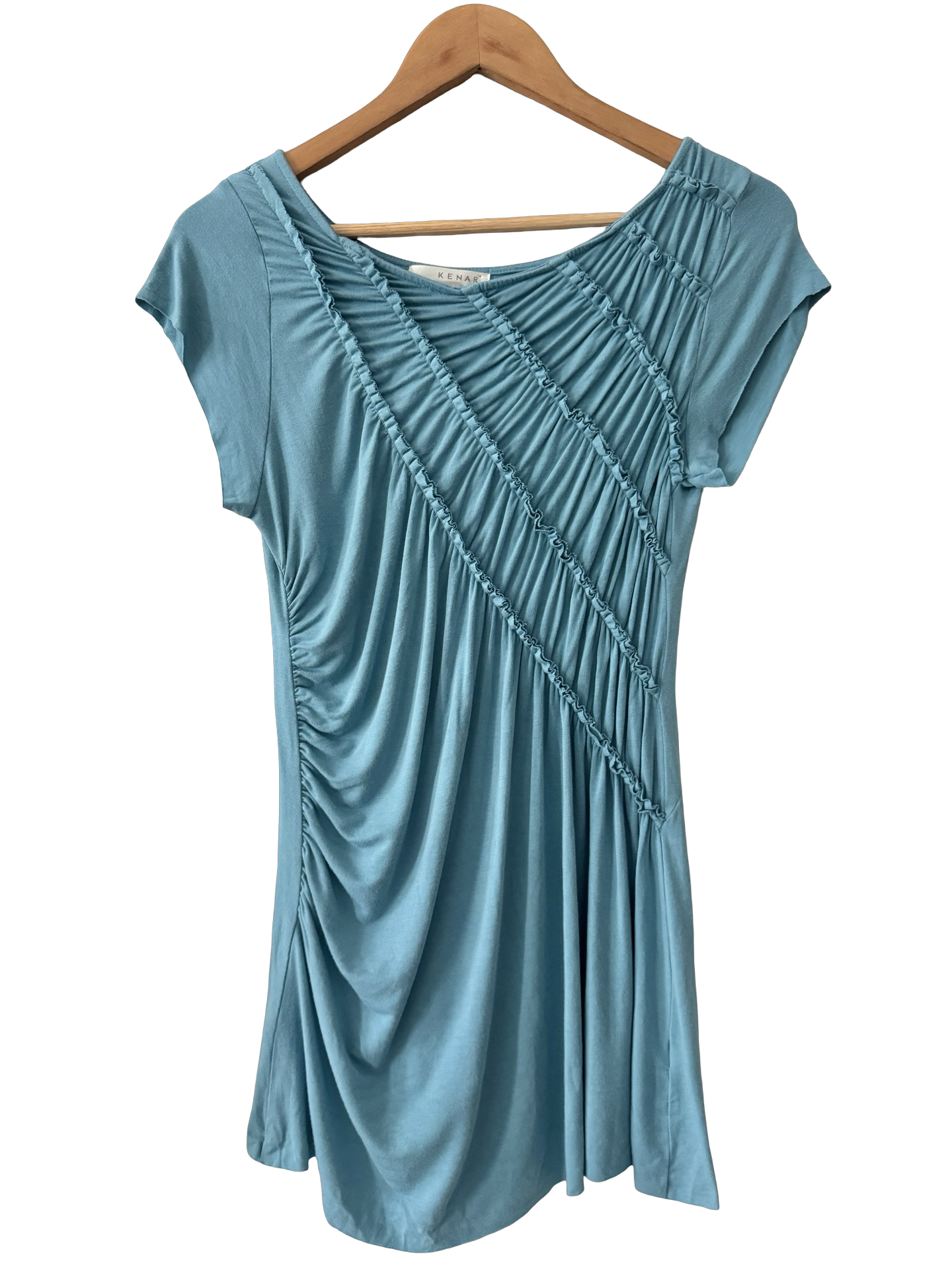 Vintage Kenar Sea Glass Ruched Knit Top (M/L)
