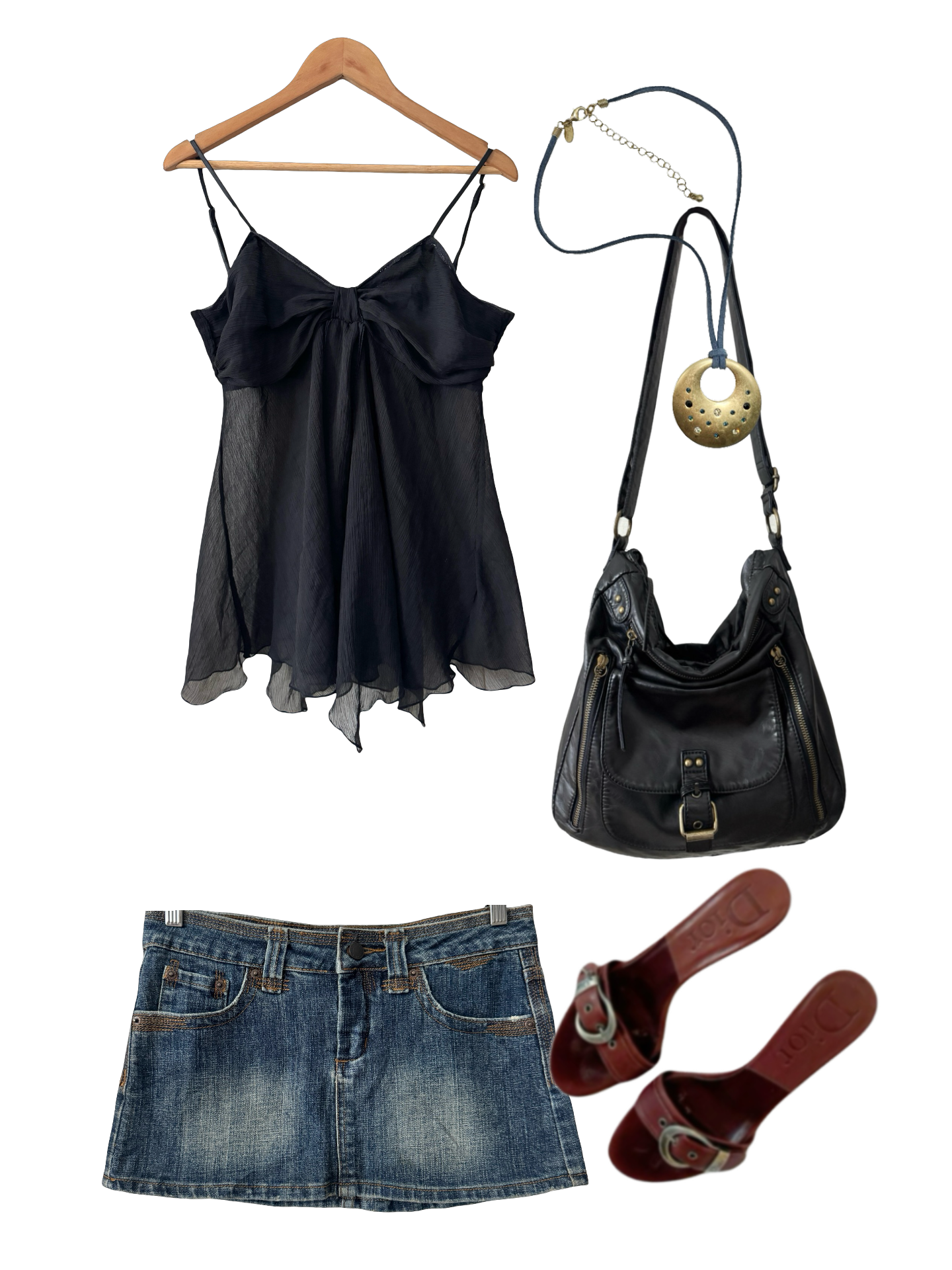 Vintage Y2K Midnight Bow Cami (L)