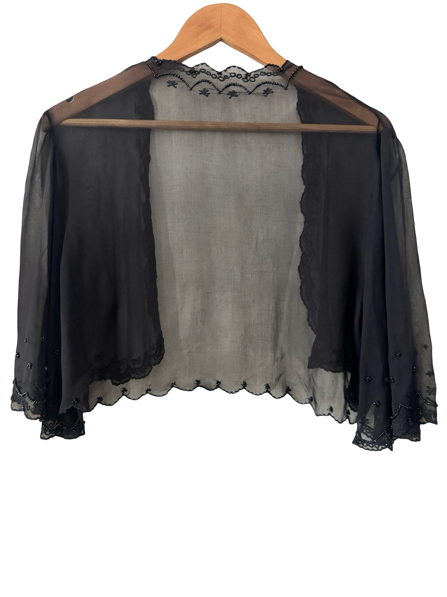 Vintage 90s Noir Beaded Silk Bolero (M)