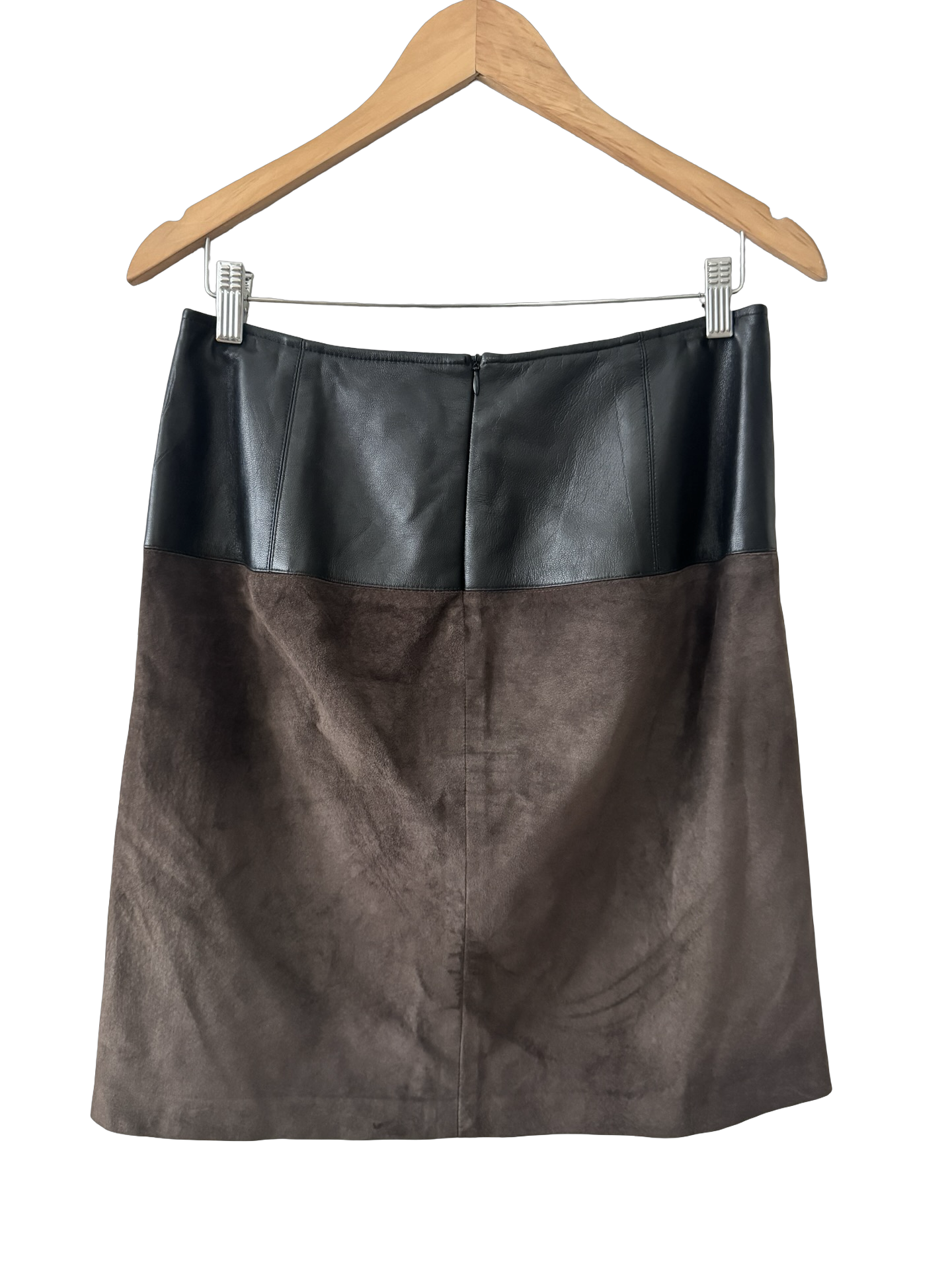 Vintage Y2K Suede Colorblock Midi Skirt (S/M)
