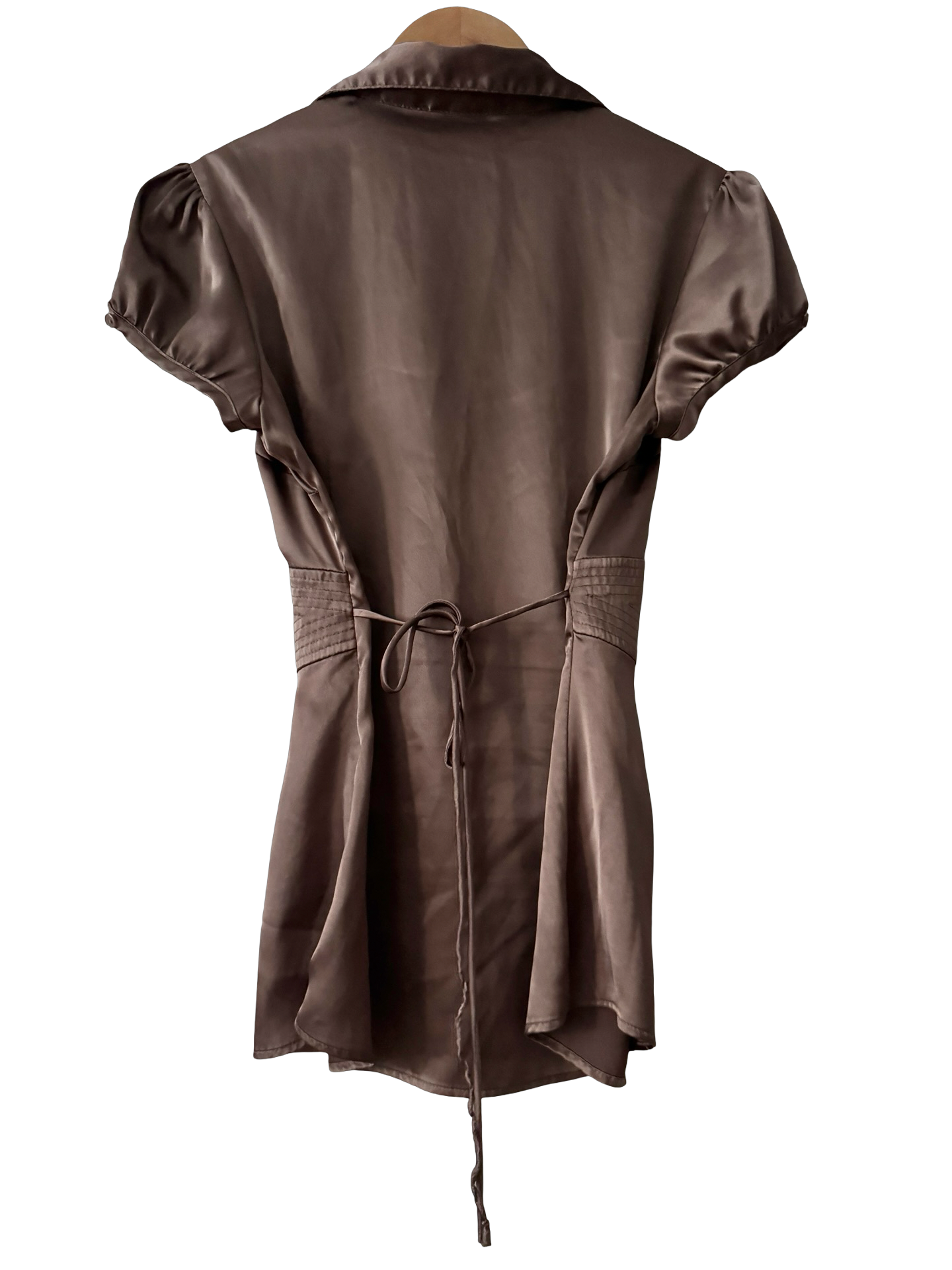 Vintage 90s Buttercream Tie-back Blouse (M)