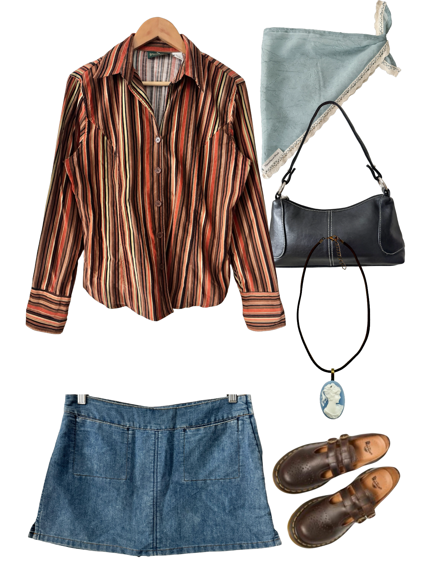 Vintage 90s Retro Cotton Stripe Button-Up (M-L)