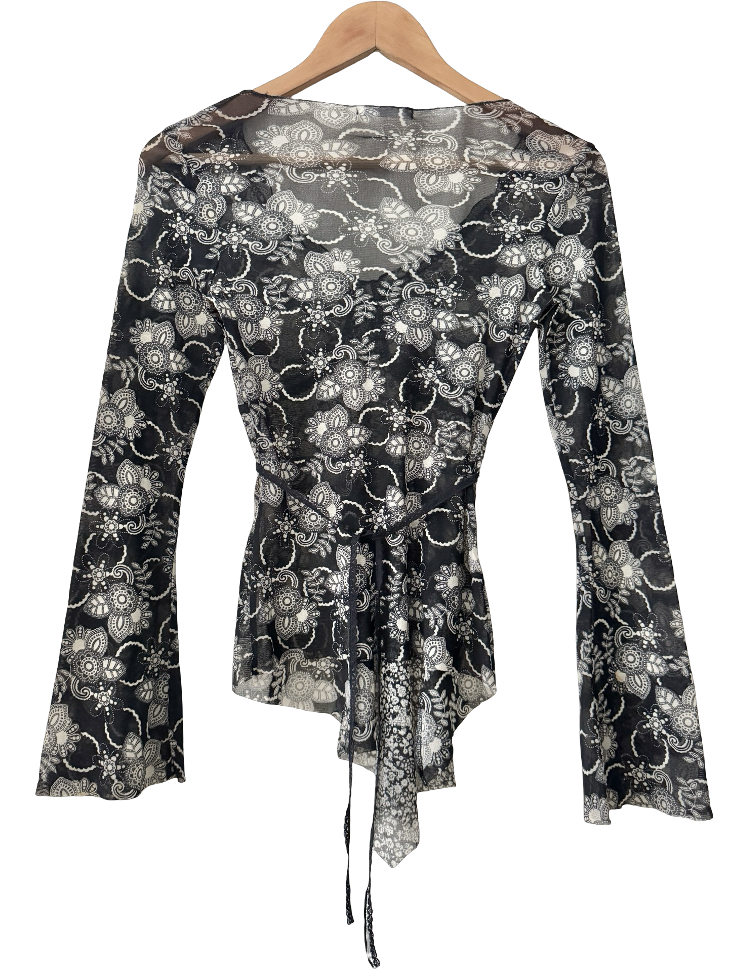 Vintage 2000s Midnight Folk Tie Blouse (S)
