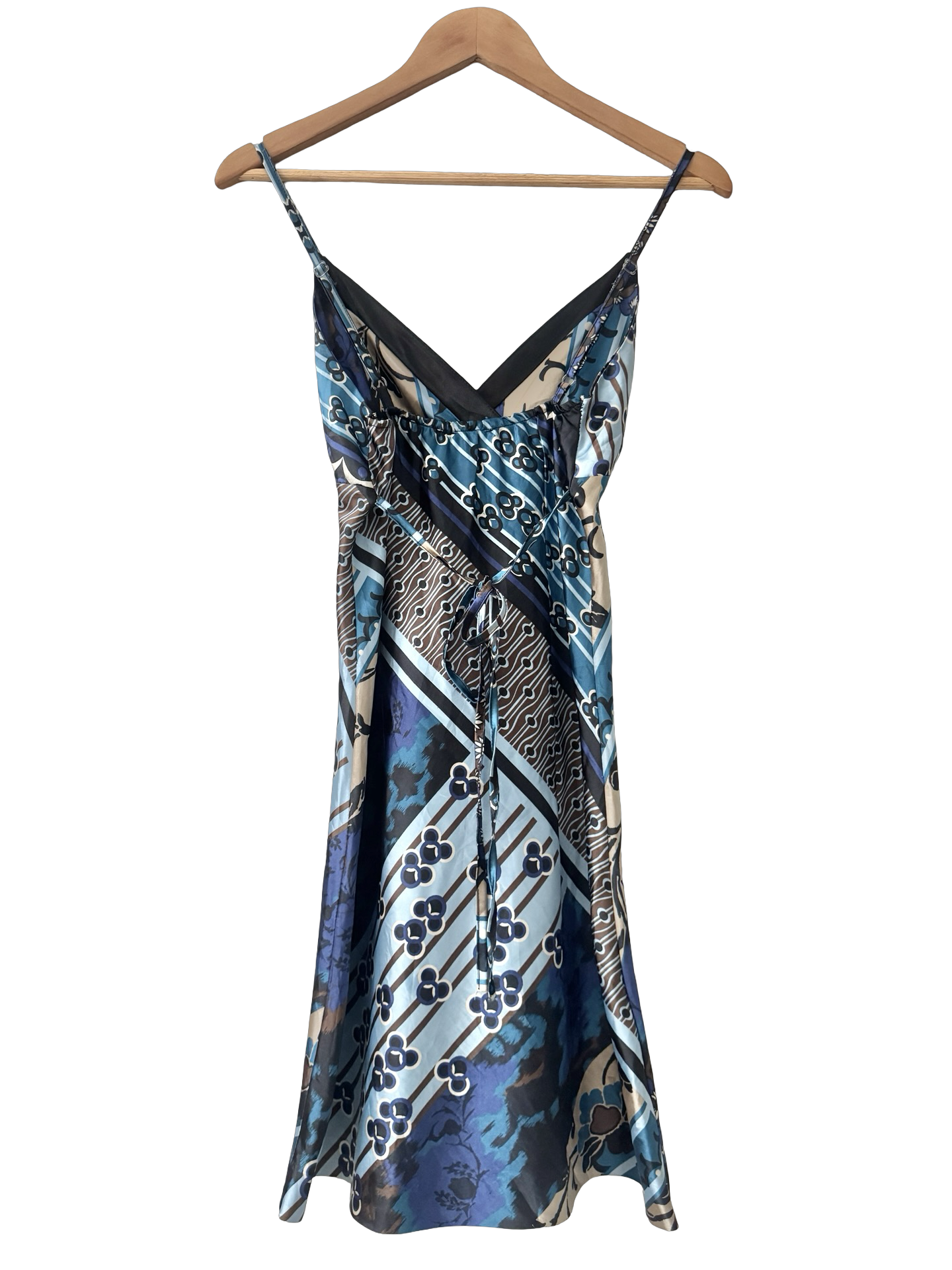 Vintage Y2K Retro Midnight Garden Tie Slip Dress (S)