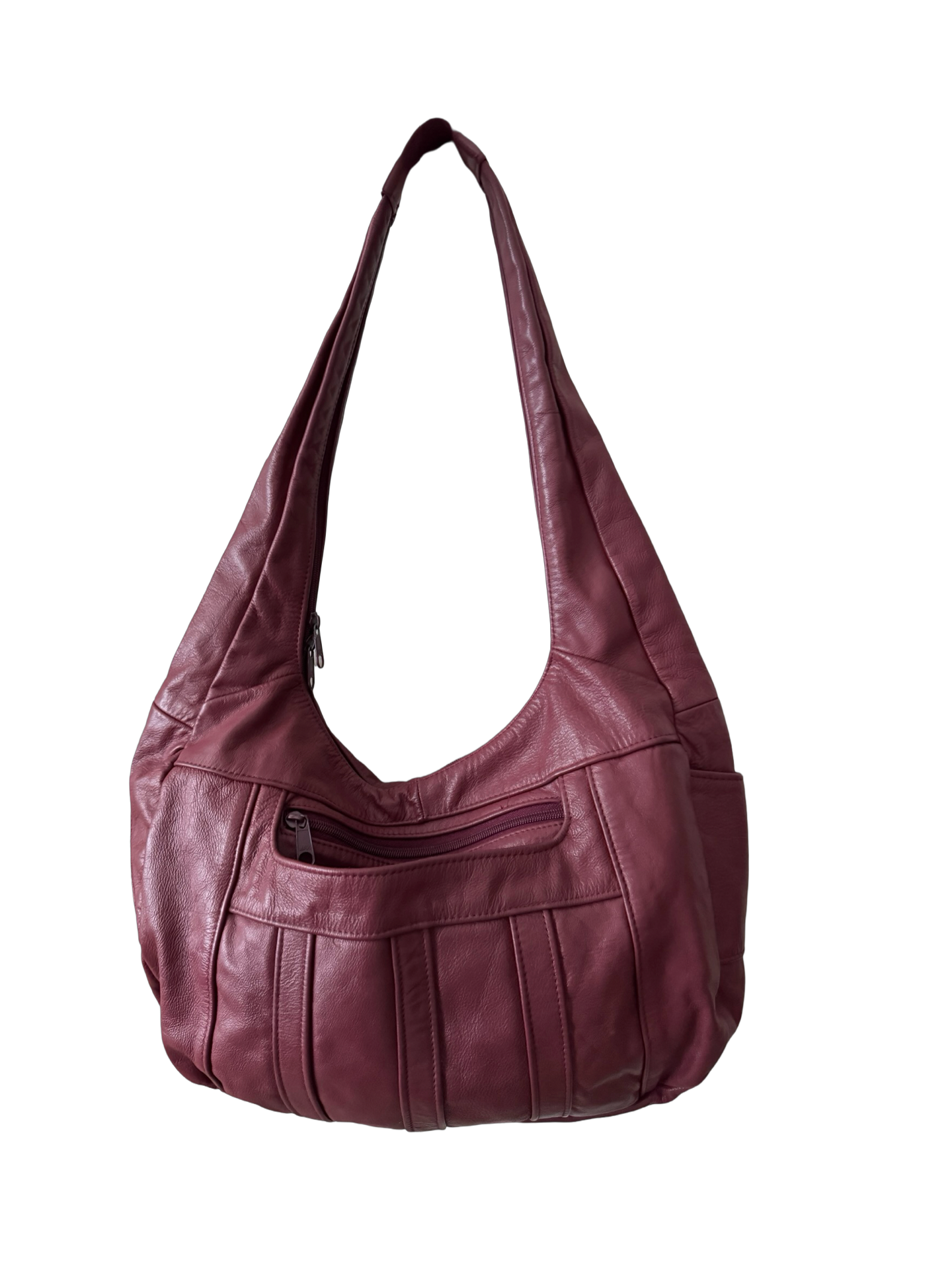 Vintage Y2K Merlot Slouch Leather Hobo