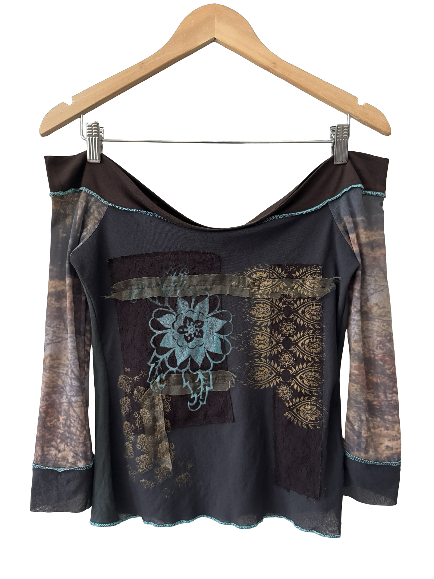 Vintage Y2K French Camaieu Twilight Mix Media Top (S/M)