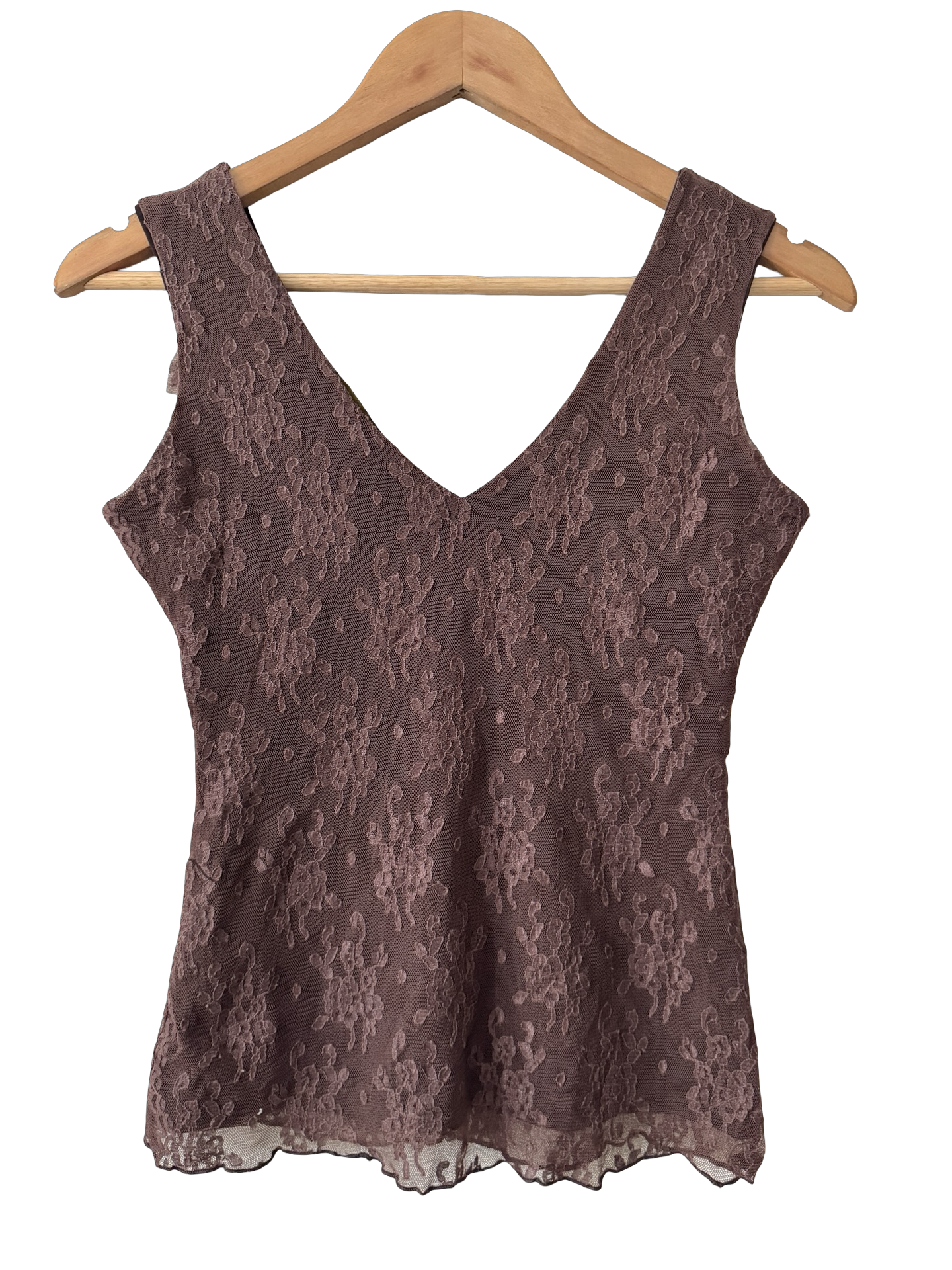 Vintage Y2K Cocoa Lace Rosette Top (S/M)